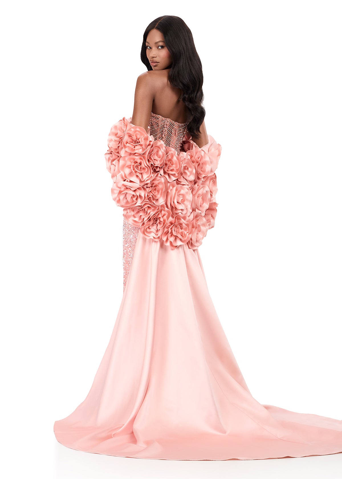 ASHLEYlauren Style 12040 - Floral Satin Cape