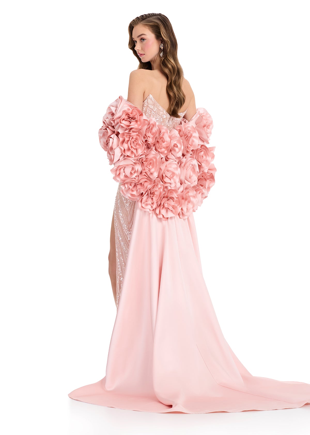 ASHLEYlauren Style 12040 - Floral Satin Cape