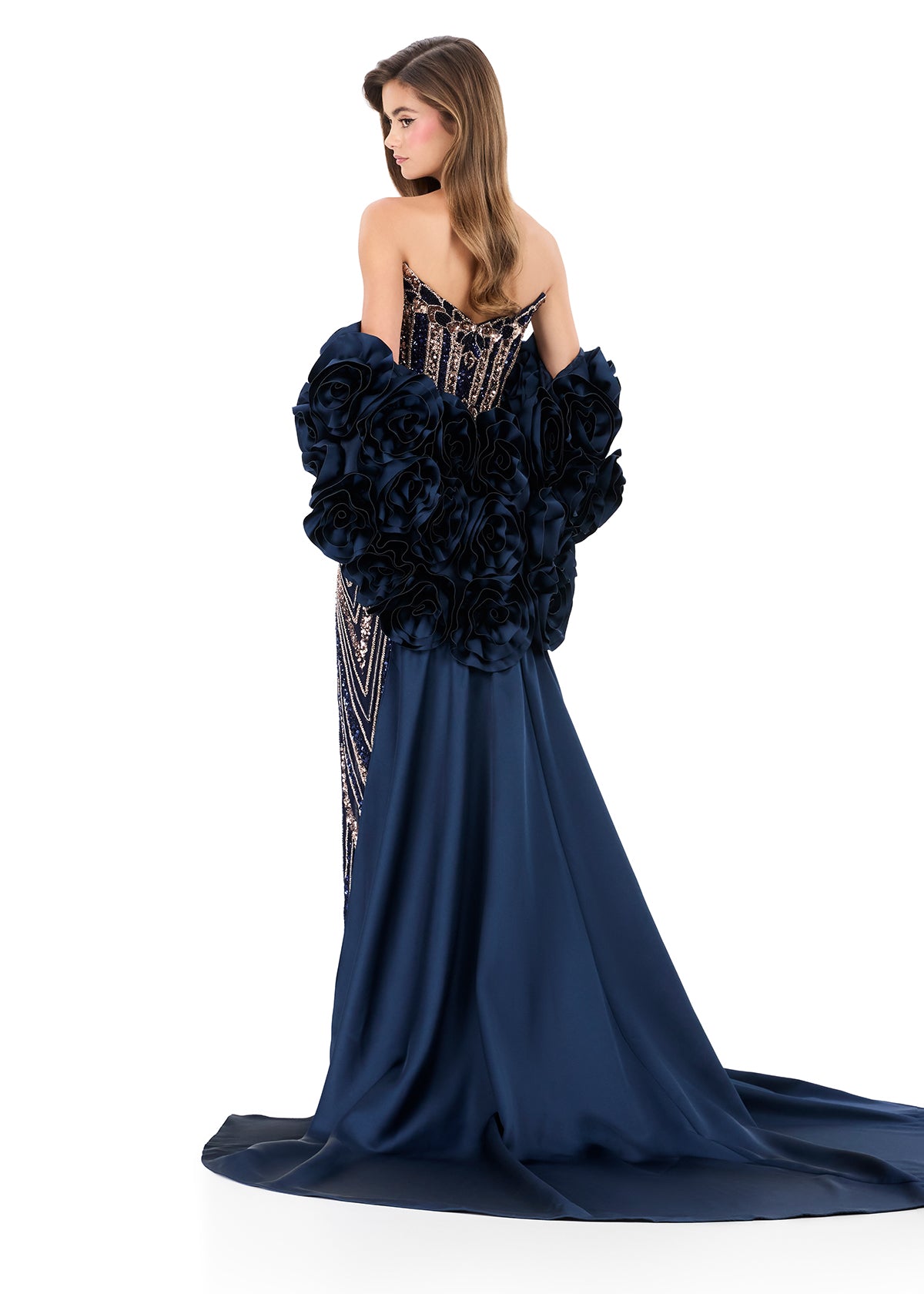 ASHLEYlauren Style 12040 - Floral Satin Cape