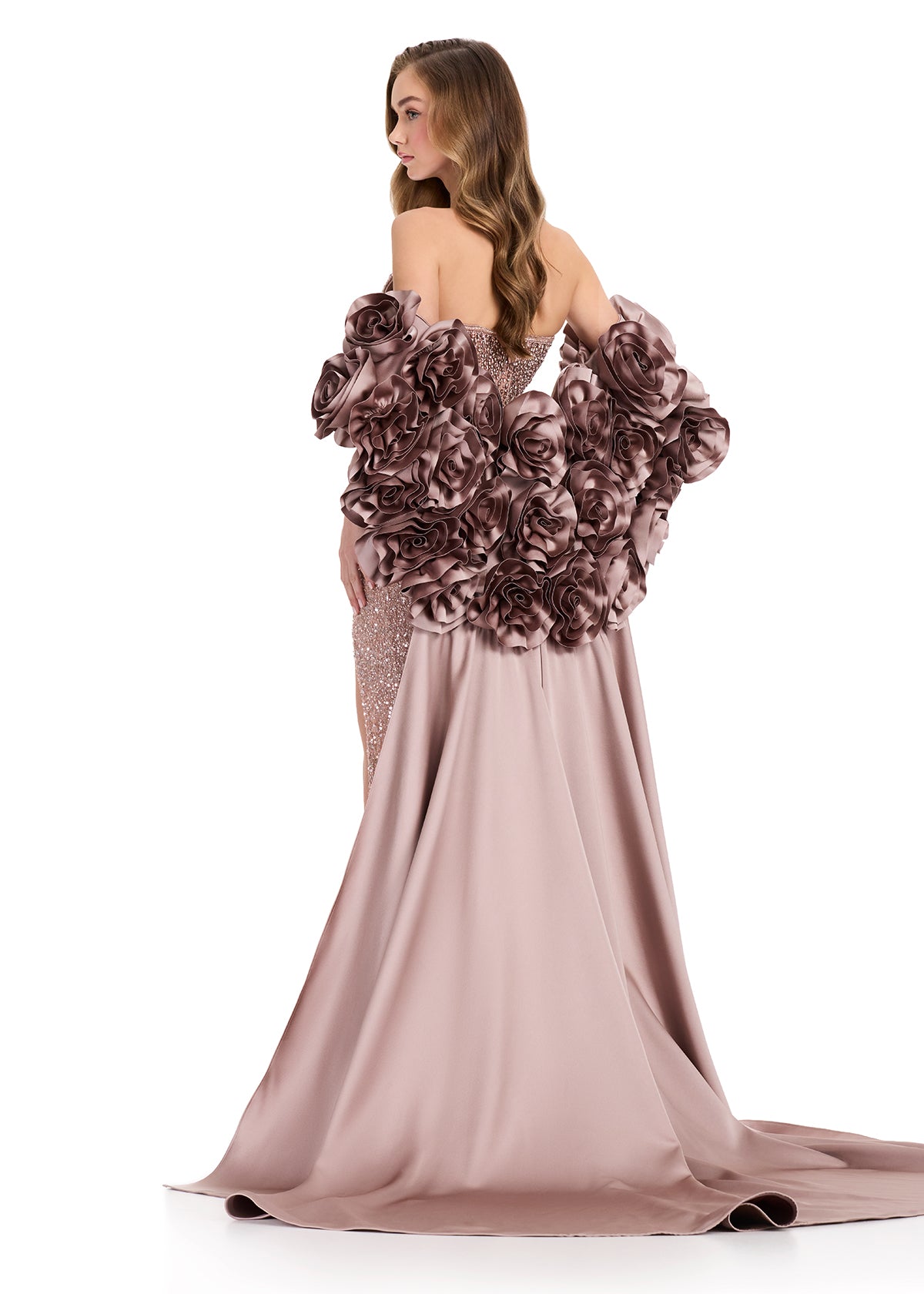 ASHLEYlauren Style 12040 - Floral Satin Cape