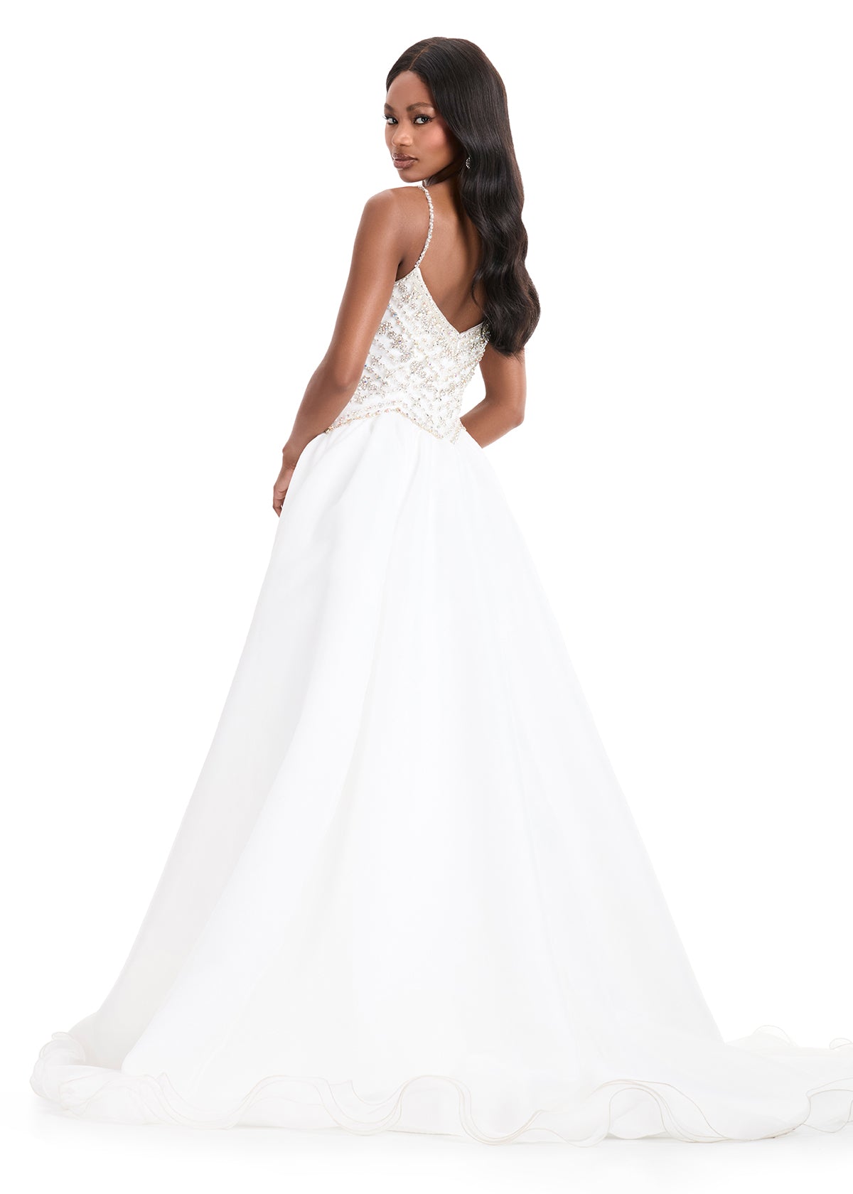 ASHLEYlauren 12047 – Beaded Bodice Organza Ball Gown for Formal Events
