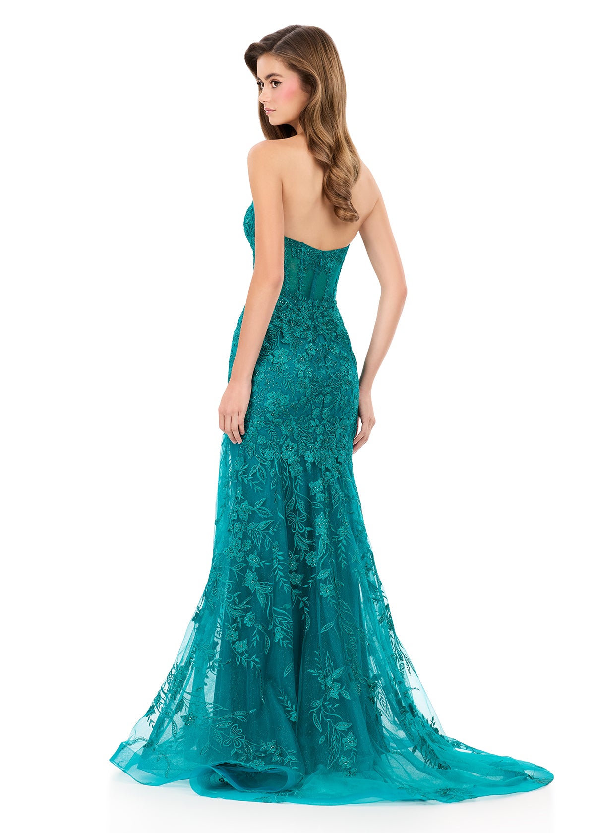 ASHLEYlauren Style 12060 - Strapless Lace Gown with Corset ASHLEYlauren Style 12060 - Strapless Lace Gown with Corset
