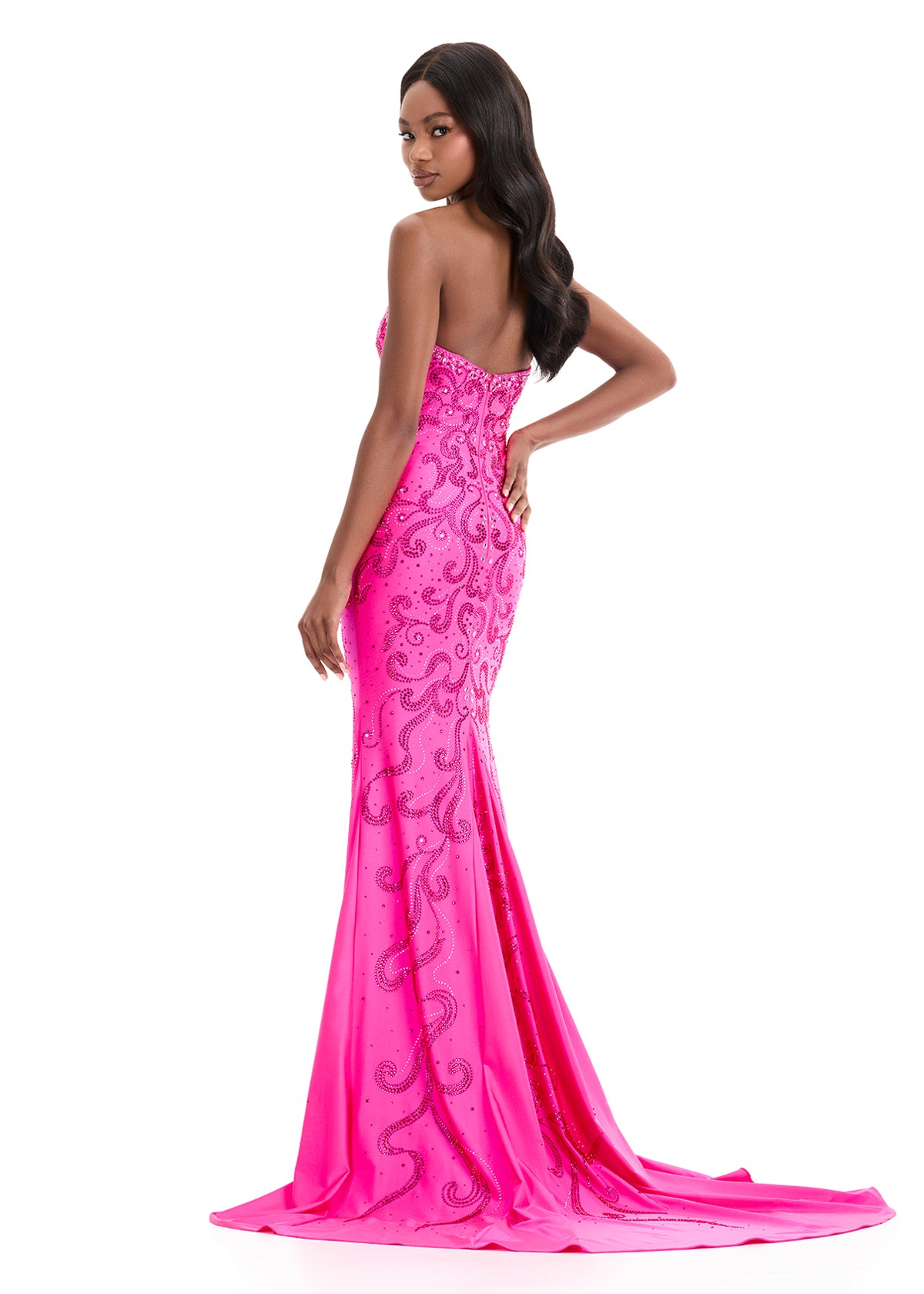 [最終価格] 24SS MATEE&SONS JEFFERY RAYON ASHLEYlauren 12074 – Jersey Gown with Beading and Sweetheart Neckline