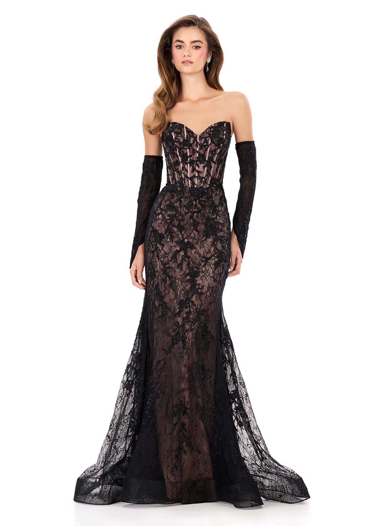ASHLEYlauren Style 12081 - Strapless Corset Lace Prom Dress
