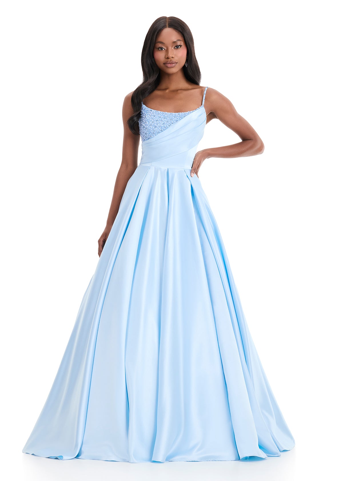 ASHLEYlauren 12086 Beaded Bodice Satin Ball Gown with Train ASHLEYlauren 12086 Beaded Bodice Satin Ball Gown with Train