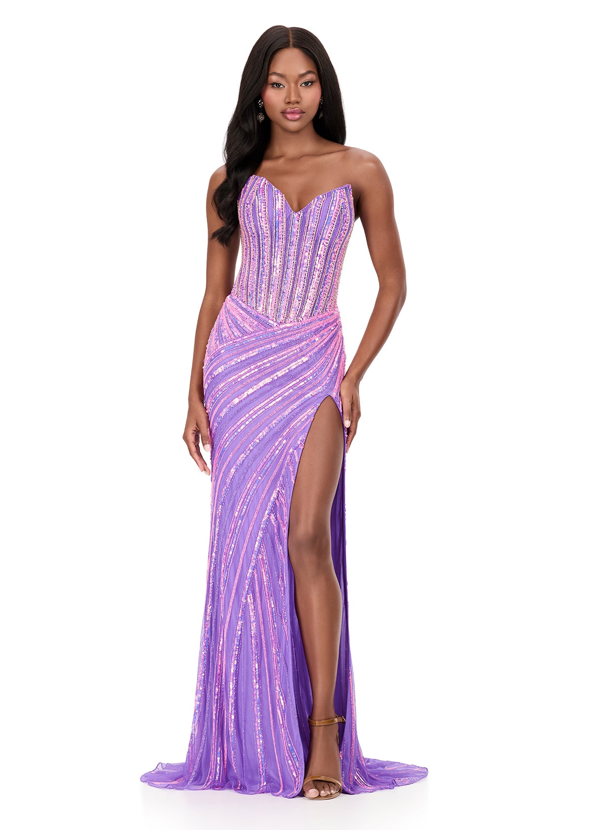 beaded sweetheart neckline prom dresses Sweetheart Chapel Train Mermaid Beads Front Side Prom Dress