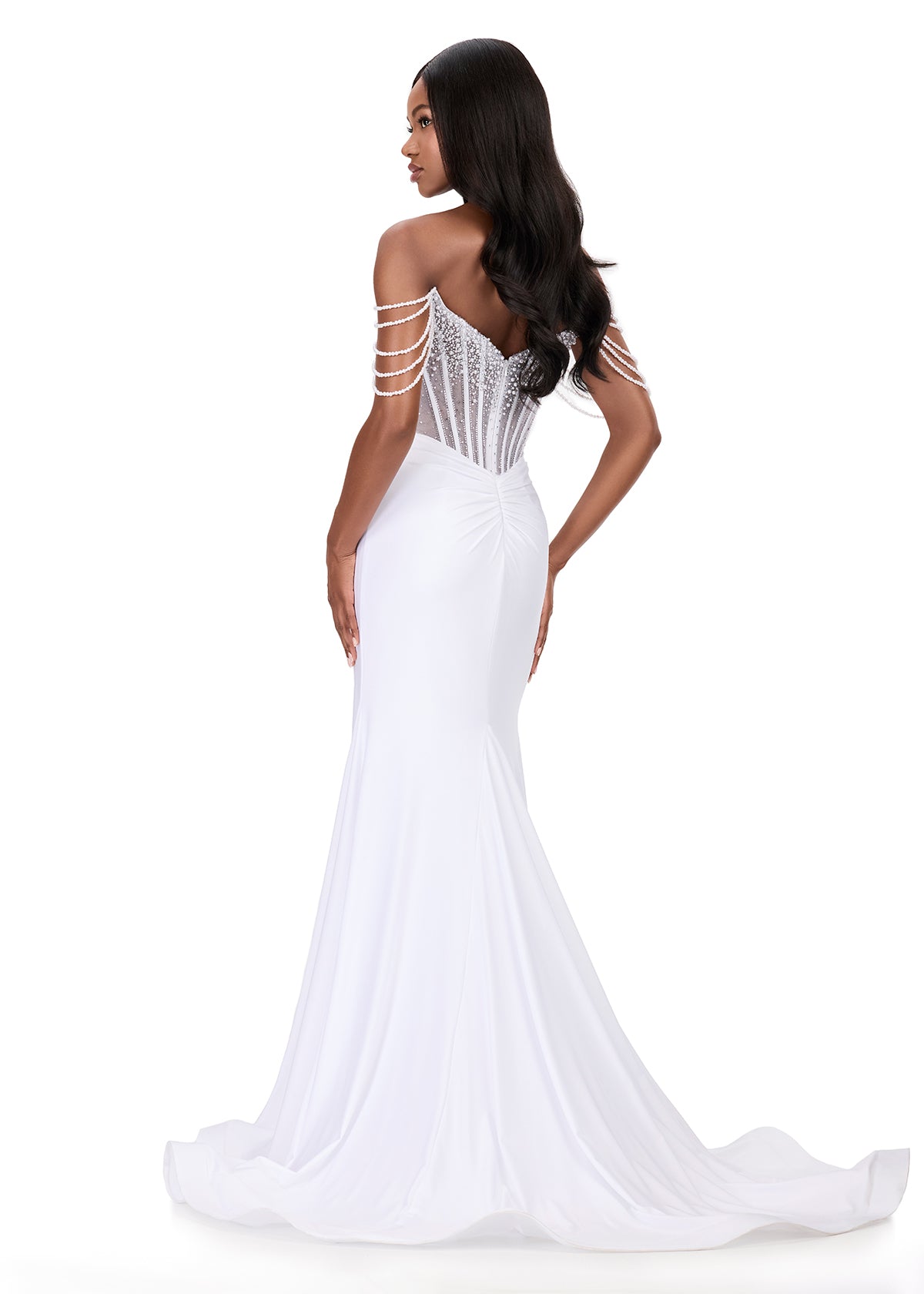 ASHLEYlauren Style 12154 - Off Shoulder Dress with Ruched Waistline ASHLEYlauren Style 12154 - Off Shoulder Dress with Ruched Waistline