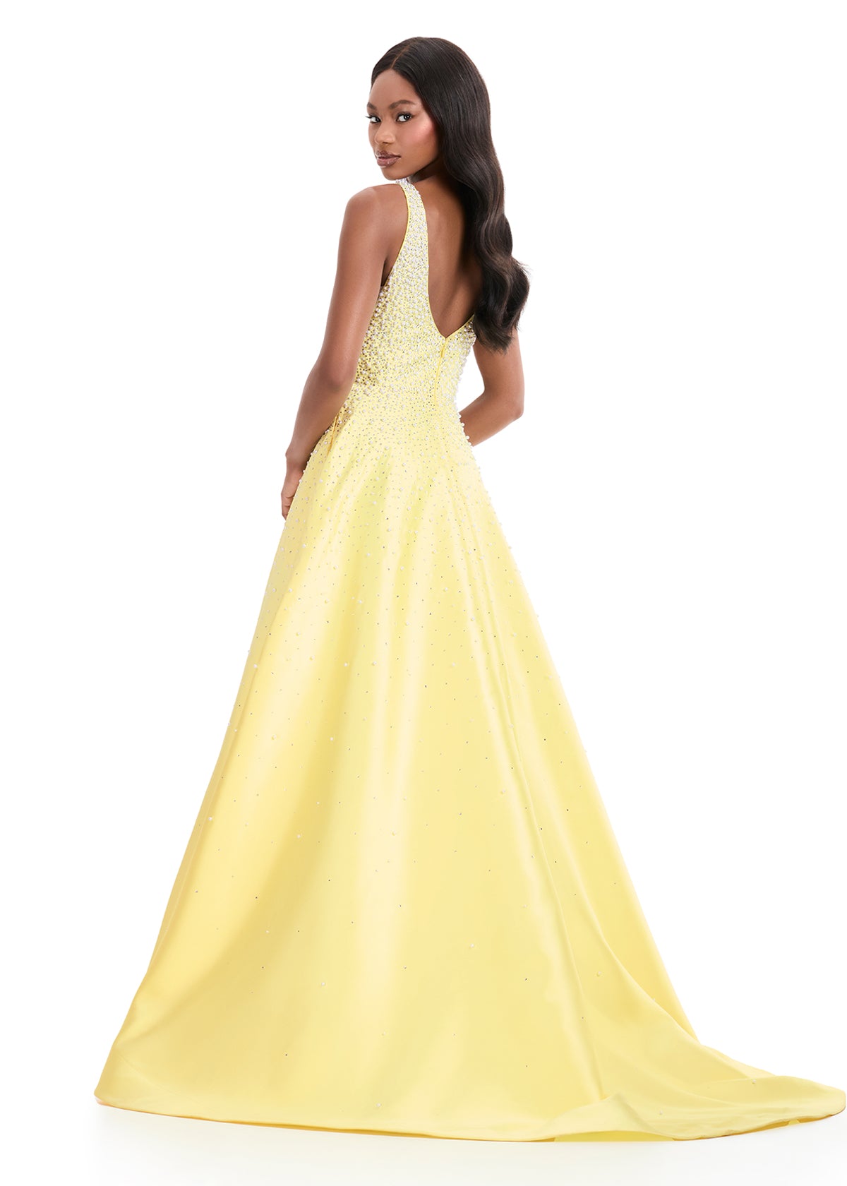 ASHLEYlauren Style 12160 - Mikado A-Line Prom Dress with V-Neckline ASHLEYlauren Style 12160 - Mikado A-Line Prom Dress with V-Neckline