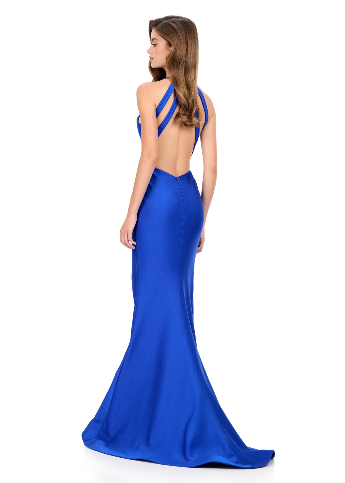 jersey formal dress 251P4261 Assyemtric Jersey Satin Fit And Flare Long Prom Dress