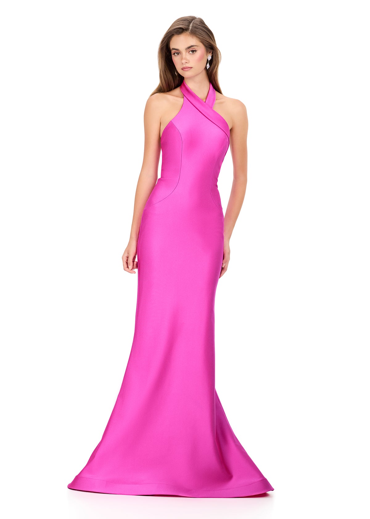 ASHLEYlauren Style 12162 - Jersey Dress with Cross Halter Neckline