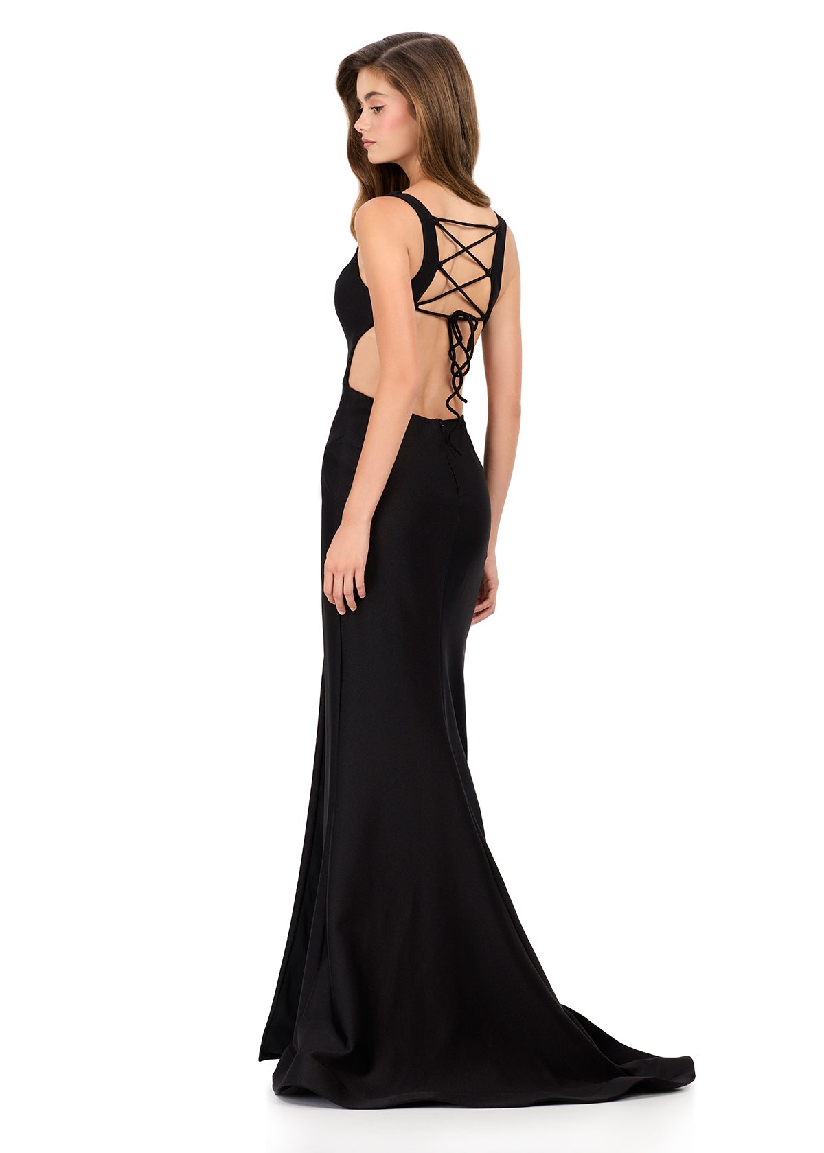 ASHLEYlauren Style 12165 - Jersey Dress with Lace Up Back ASHLEYlauren Style 12165 - Jersey Dress with Lace Up Back