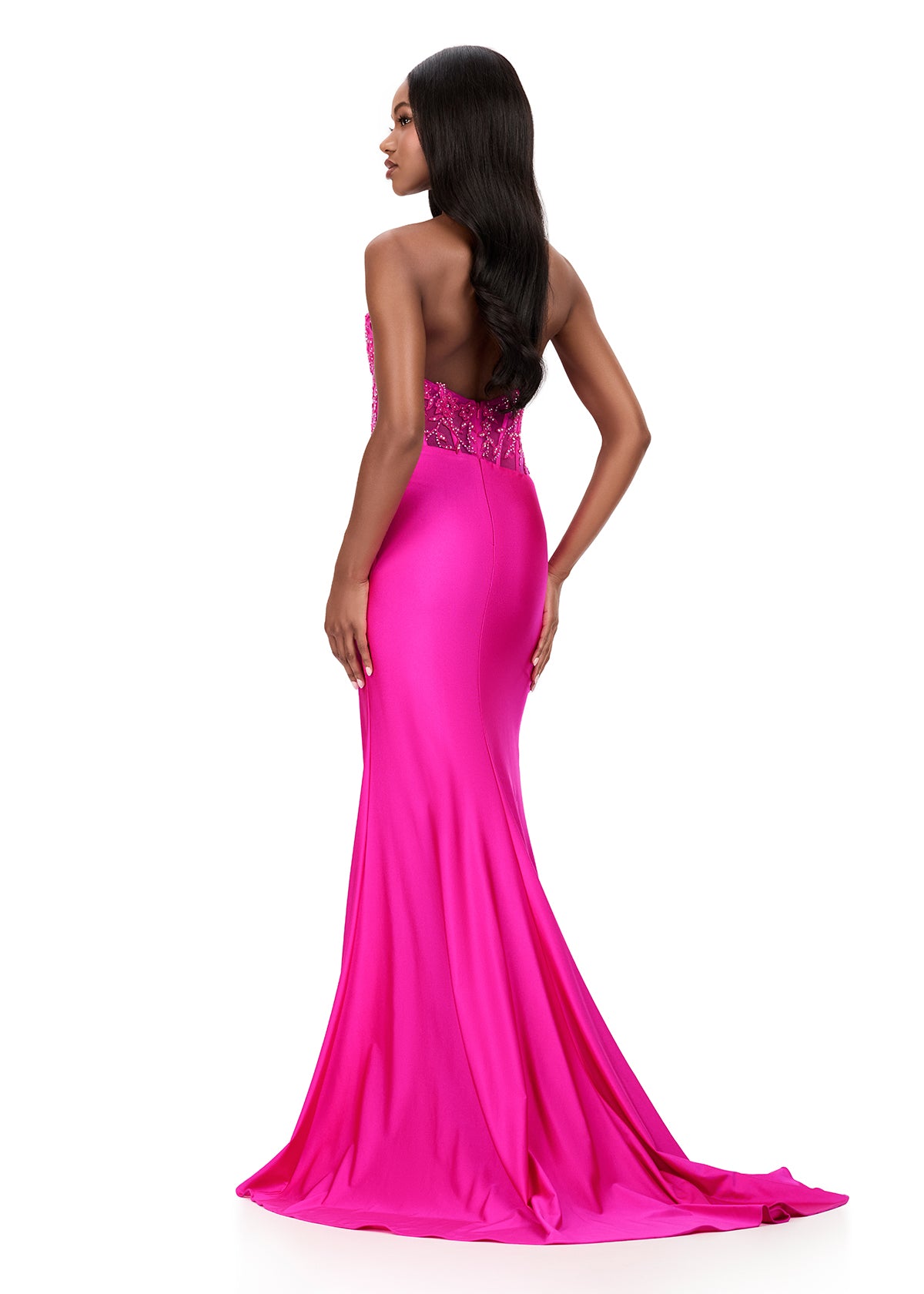 ASHLEYlauren Style 12169 - Fitted Jersey Dress with Plunging Neckline