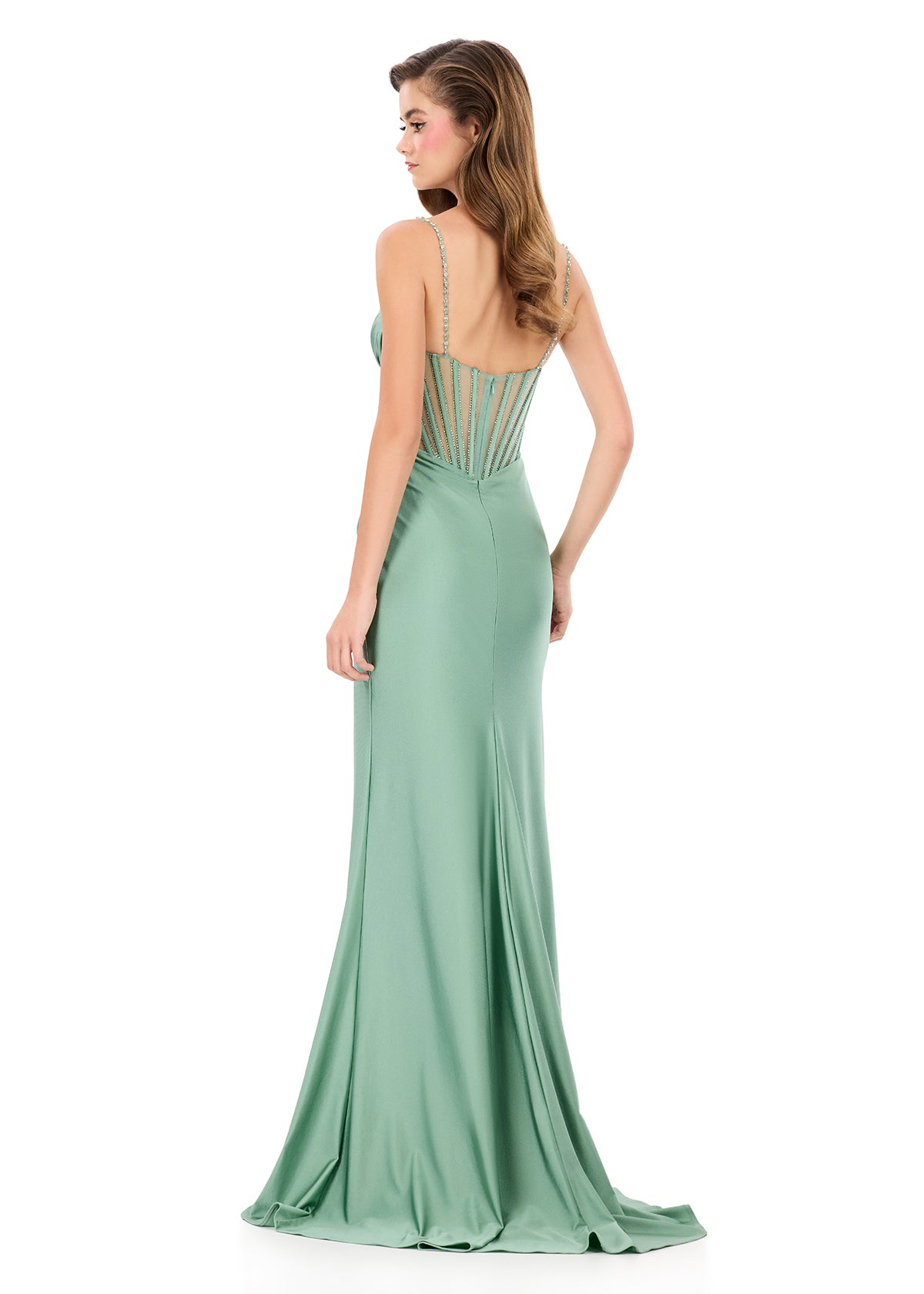 ASHLEYlauren Style 12173 - Beaded Corset Bustier with Draped Skirt ASHLEYlauren Style 12173 - Beaded Corset Bustier with Draped Skirt