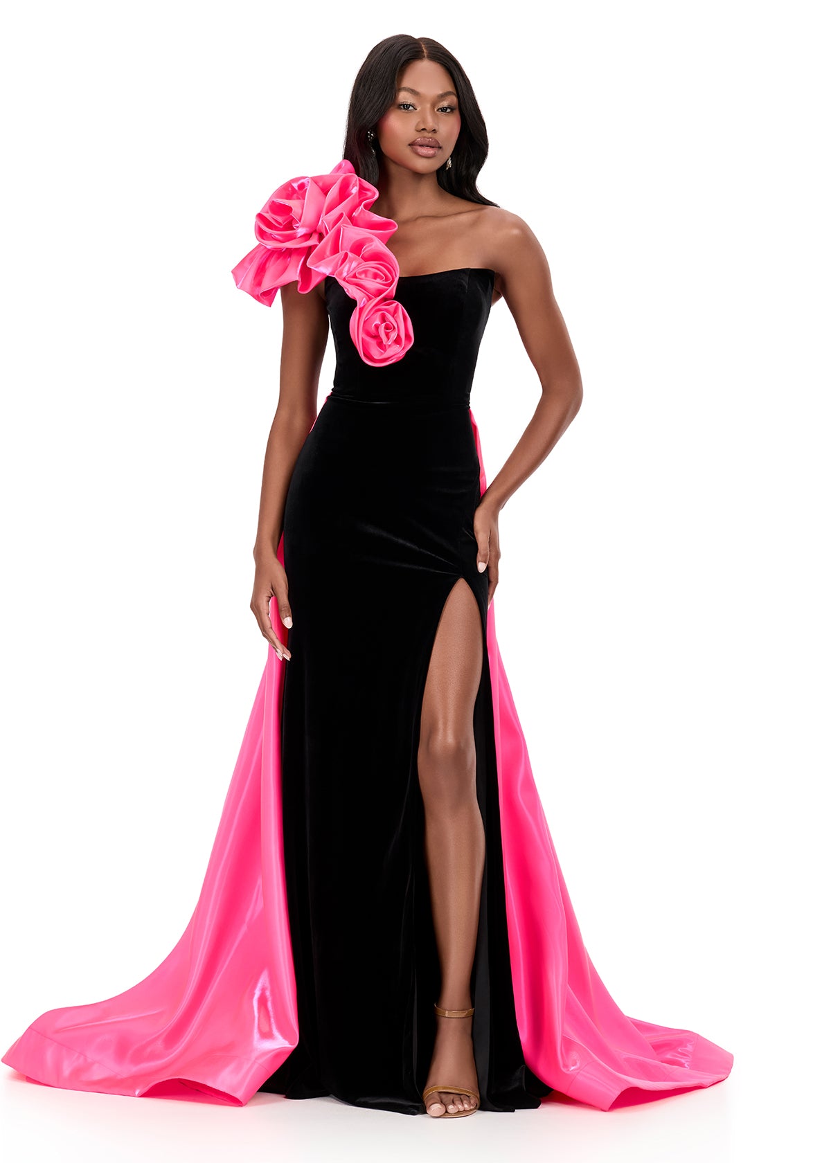 ASHLEYlauren 12049 Velvet Ball Gown with Layered Organza Ruffles ASHLEYlauren 12049 Velvet Ball Gown with Layered Organza Ruffles