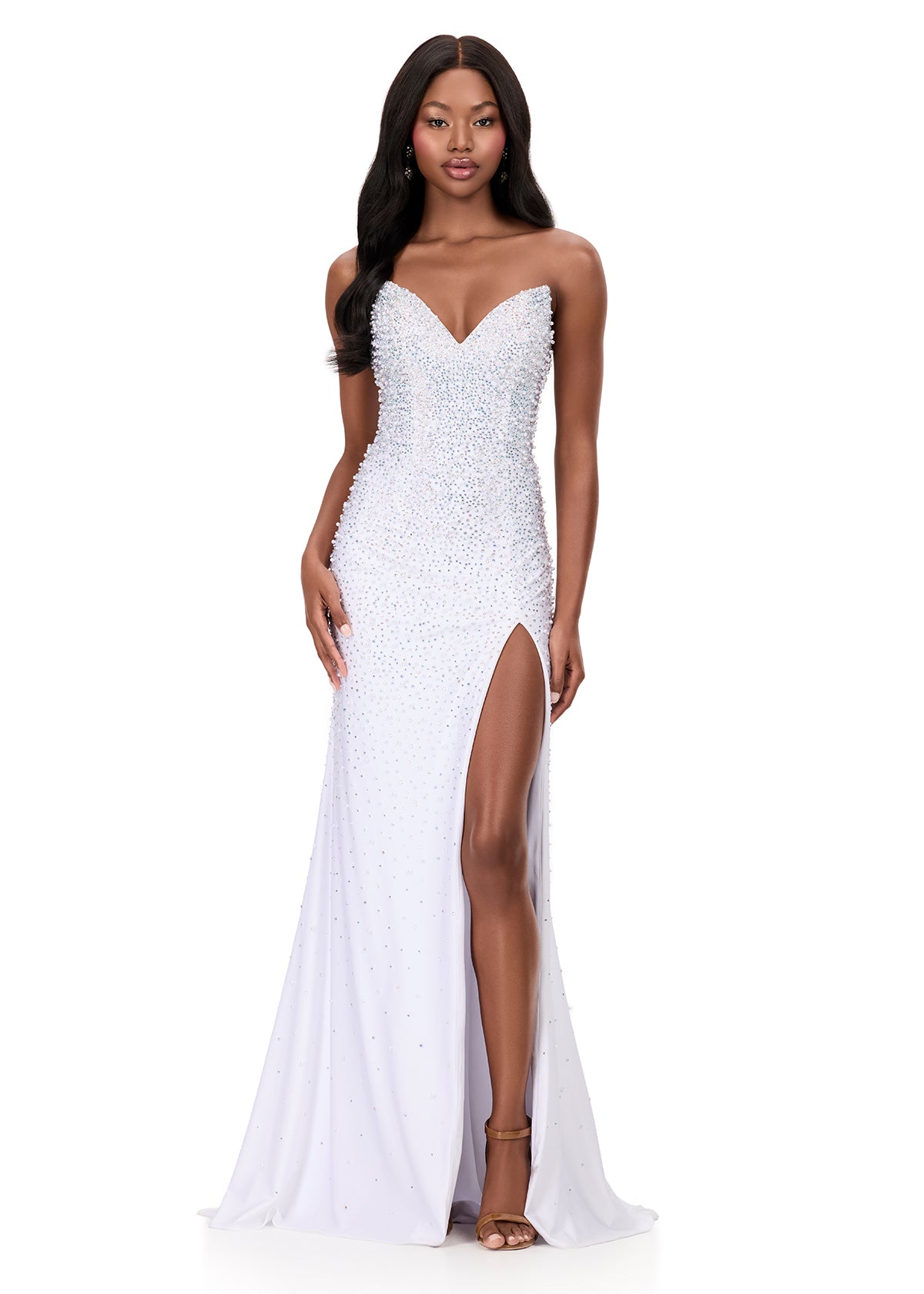 ASHLEYlauren Style 12181 - Fitted Jersey Dress with Press-On Stones ASHLEYlauren Style 12181 - Fitted Jersey Dress with Press-On Stones