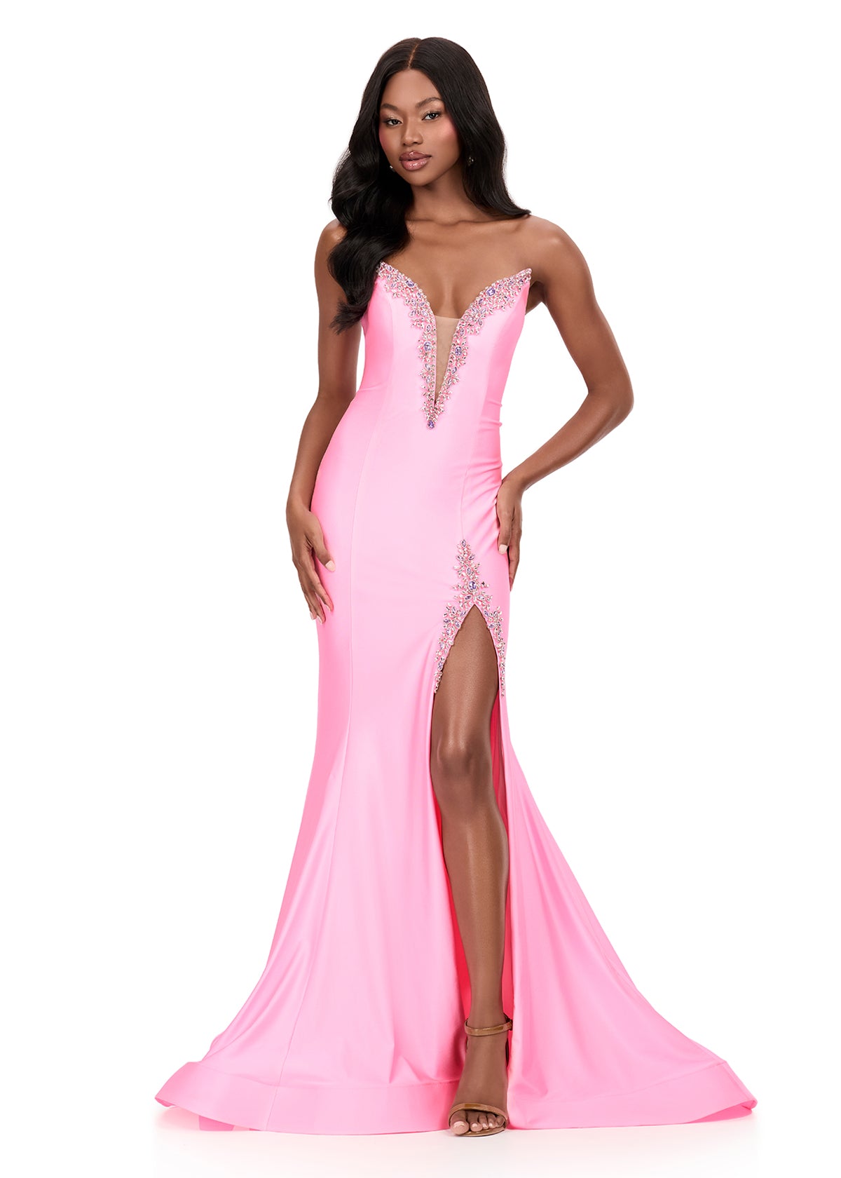 ASHLEYlauren Style 12191 - Strapless Dress with Plunging Neckline