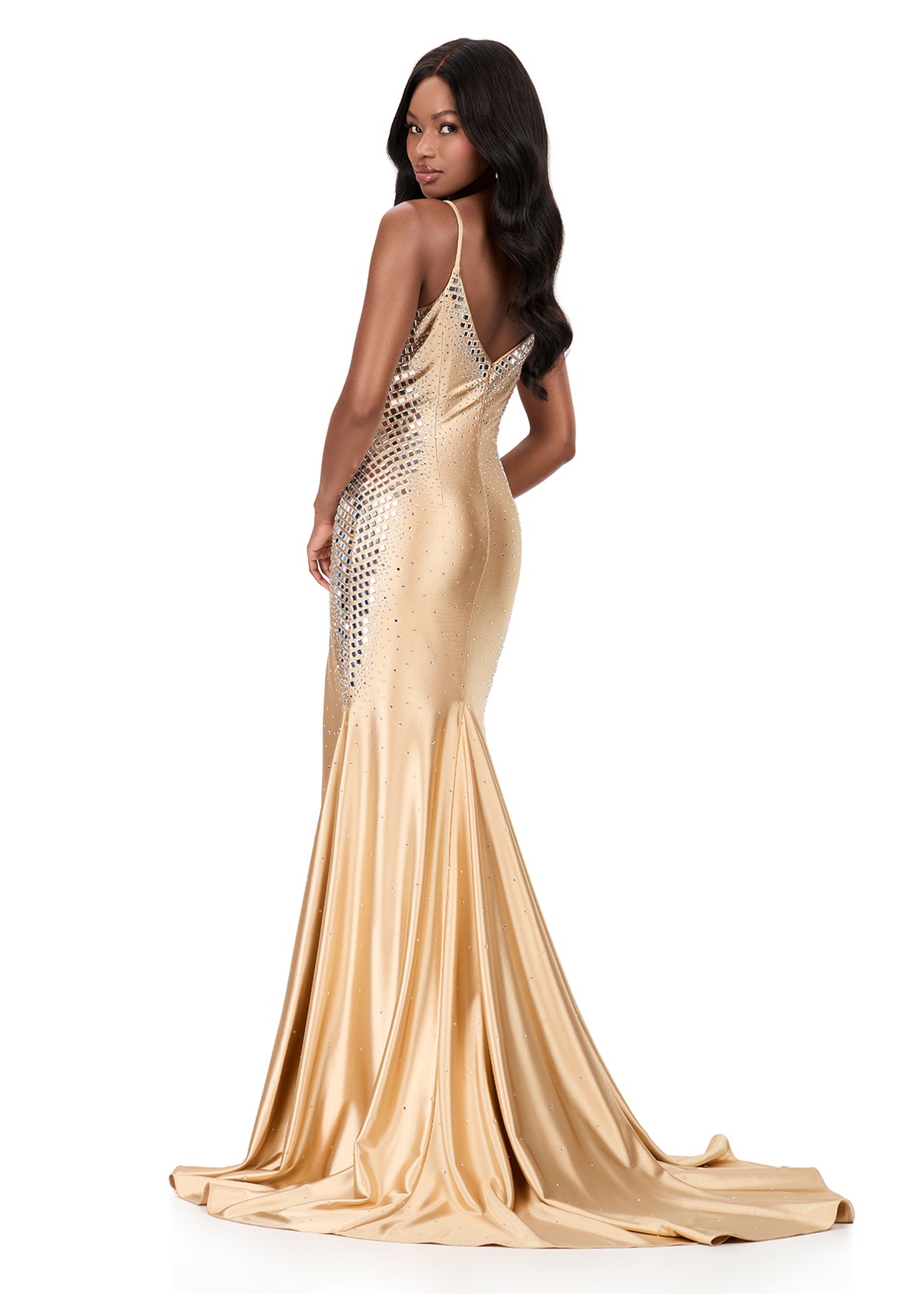 ASHLEYlauren Style 12193 - Jersey Dress with Accented Mirror Stones ASHLEYlauren Style 12193 - Jersey Dress with Accented Mirror Stones