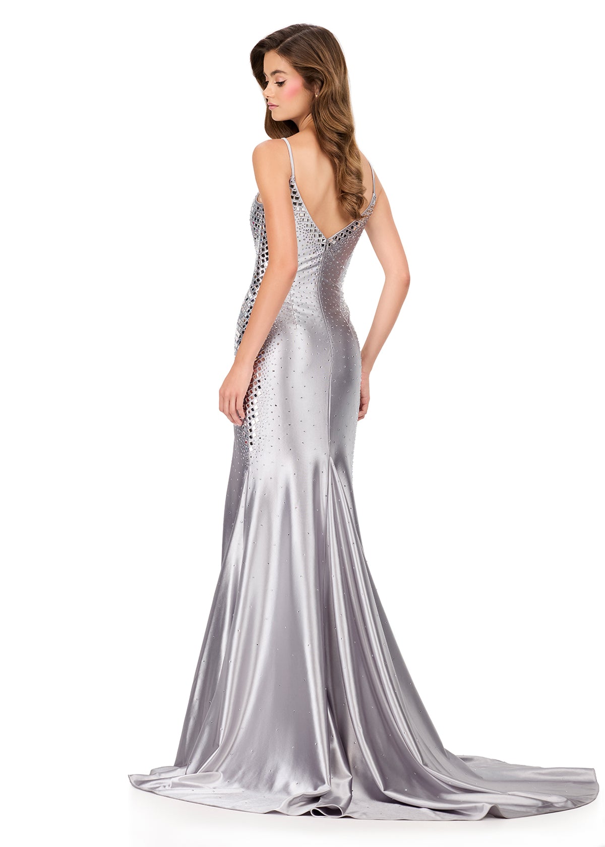 ASHLEYlauren Style 12193 - Jersey Dress with Accented Mirror Stones ASHLEYlauren Style 12193 - Jersey Dress with Accented Mirror Stones