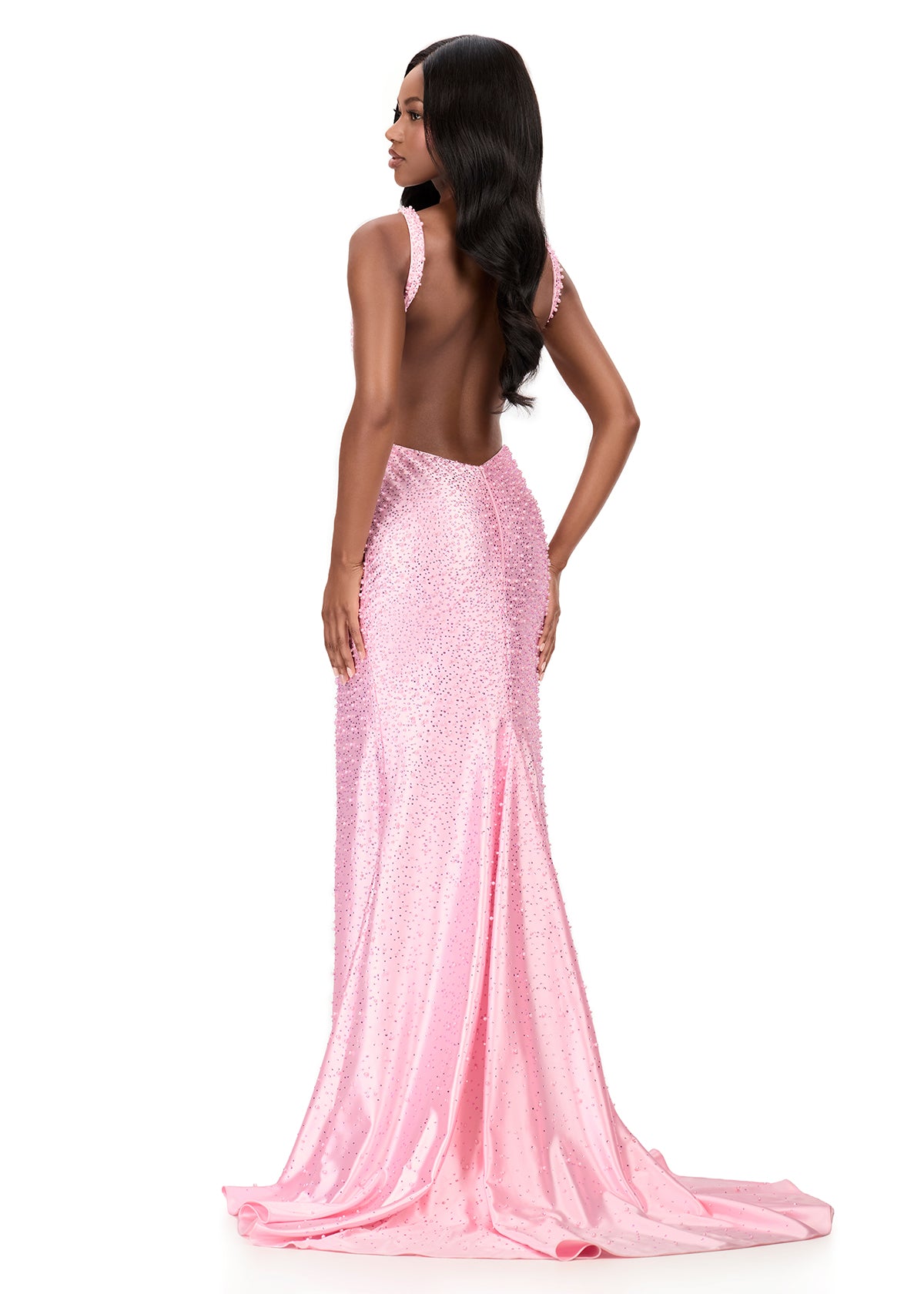 ASHLEYlauren Style 12194 - Beaded Jersey Dress with Open Back ASHLEYlauren Style 12194 - Beaded Jersey Dress with Open Back