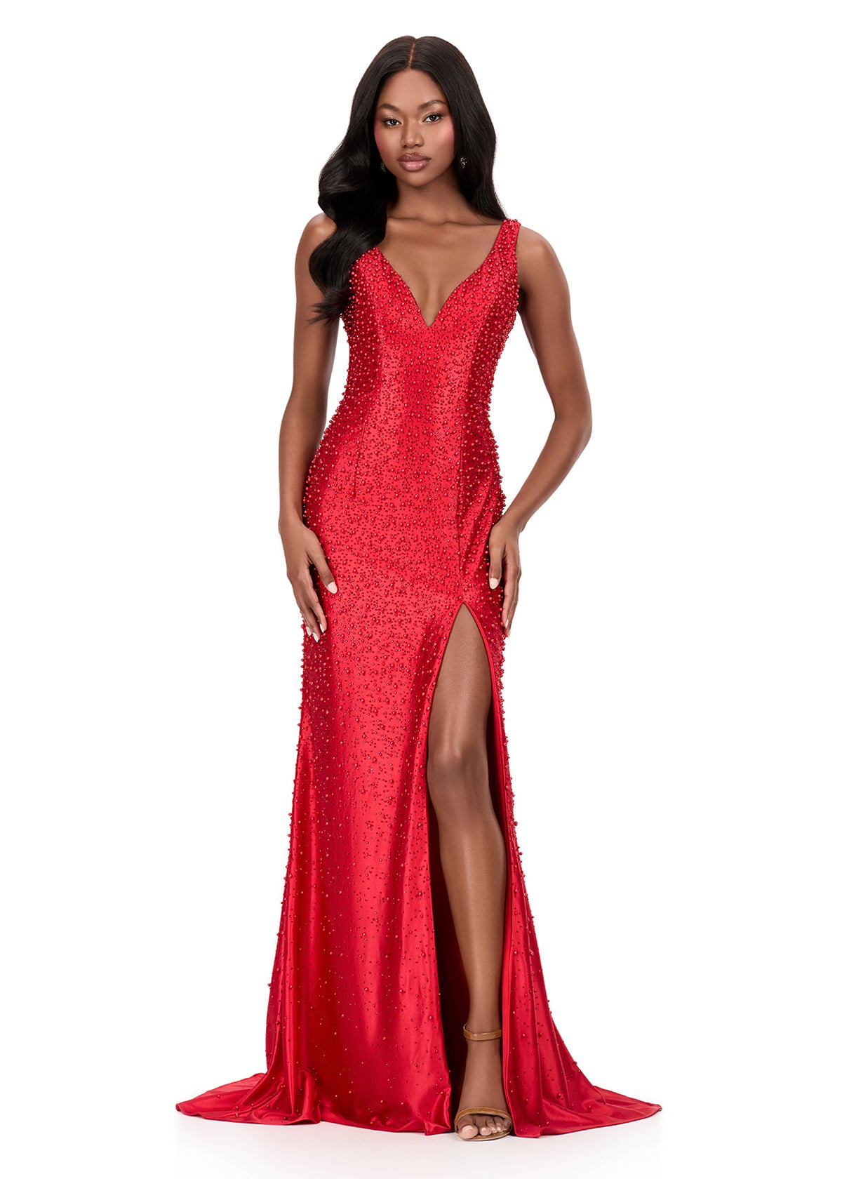 ASHLEYlauren Style 12194 - Beaded Jersey Pageant or Prom Dress
