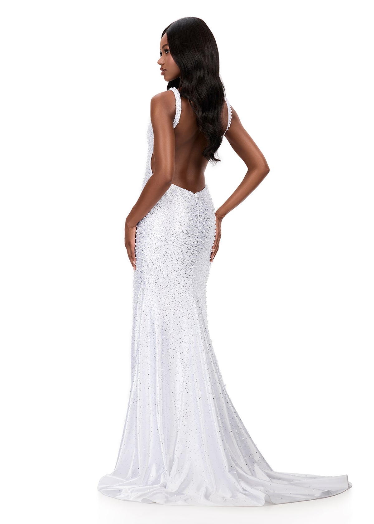 ASHLEYlauren Style 12194 - Beaded Jersey Dress with Open Back ASHLEYlauren Style 12194 - Beaded Jersey Dress with Open Back