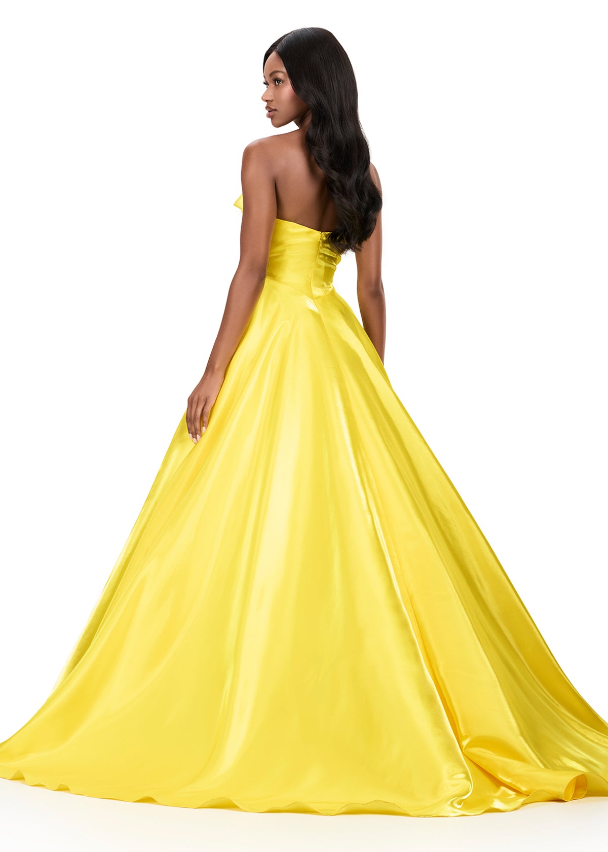 ASHLEYlauren Style 12199 - Satin Gown with Rosette Detailing ASHLEYlauren Style 12199 - Satin Gown with Rosette Detailing
