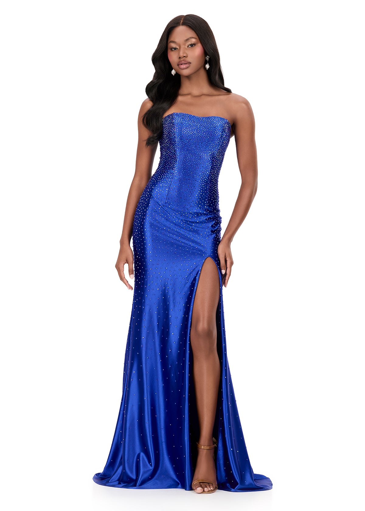 ASHLEYlauren Style 12200 - Fitted Jersey Dress with Heat-Set Stones ASHLEYlauren Style 12200 - Fitted Jersey Dress with Heat-Set Stones