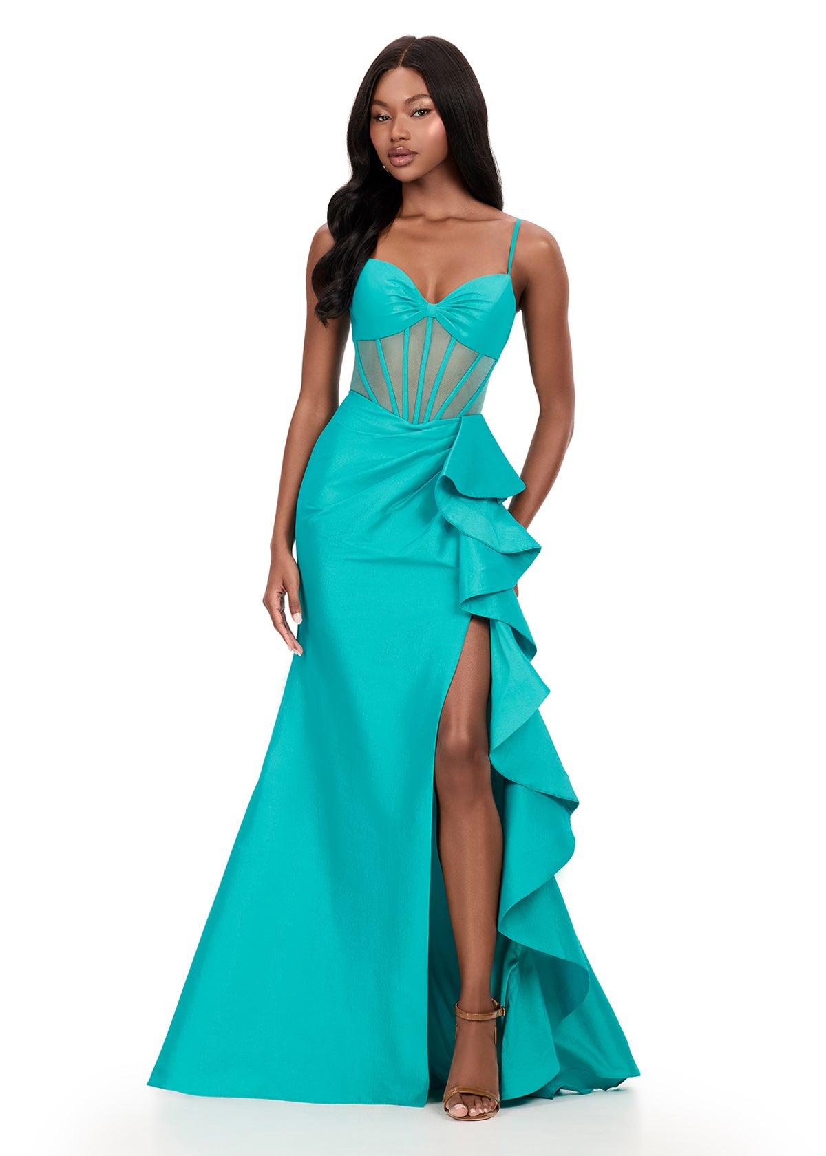 ASHLEYlauren Style 12213 - Taffeta Prom Dress with Boning Corset ASHLEYlauren Style 12213 - Taffeta Prom Dress with Boning Corset