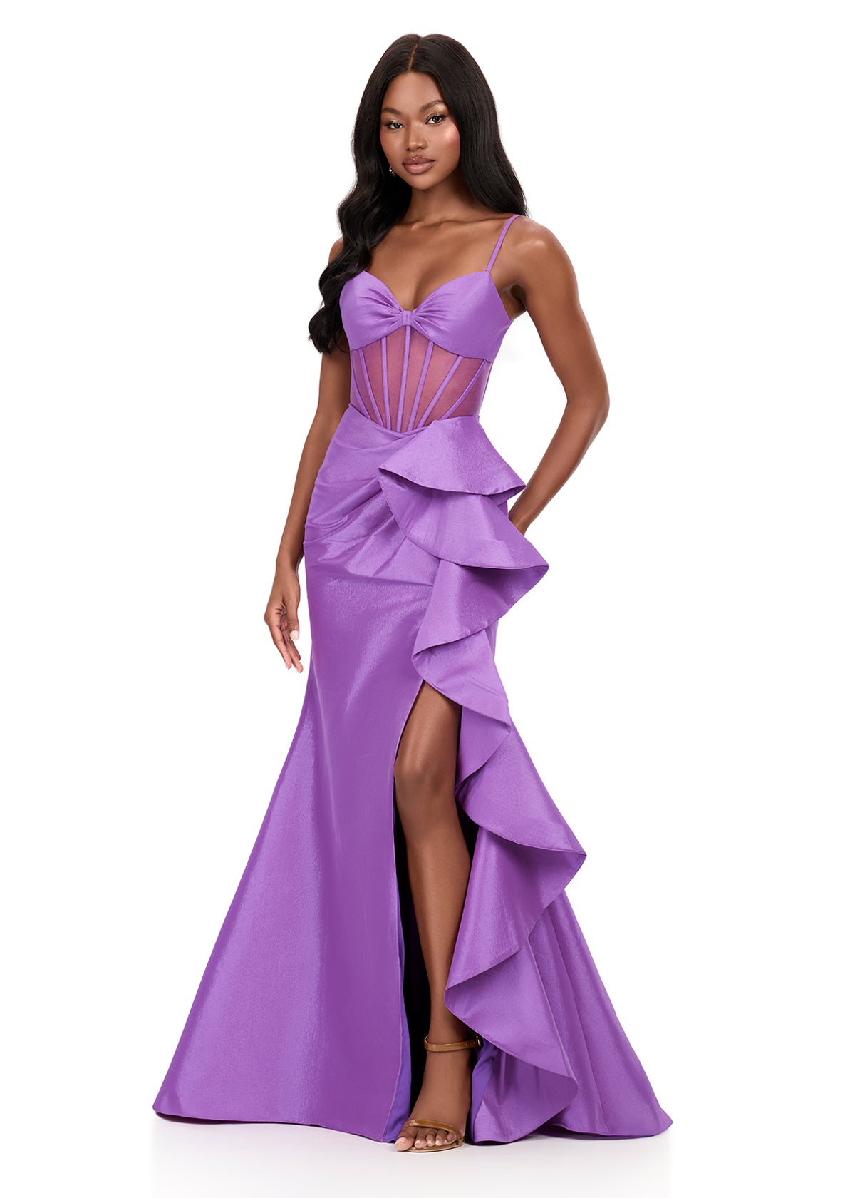 ASHLEYlauren Style 12213 - Taffeta Prom Dress with Boning Corset