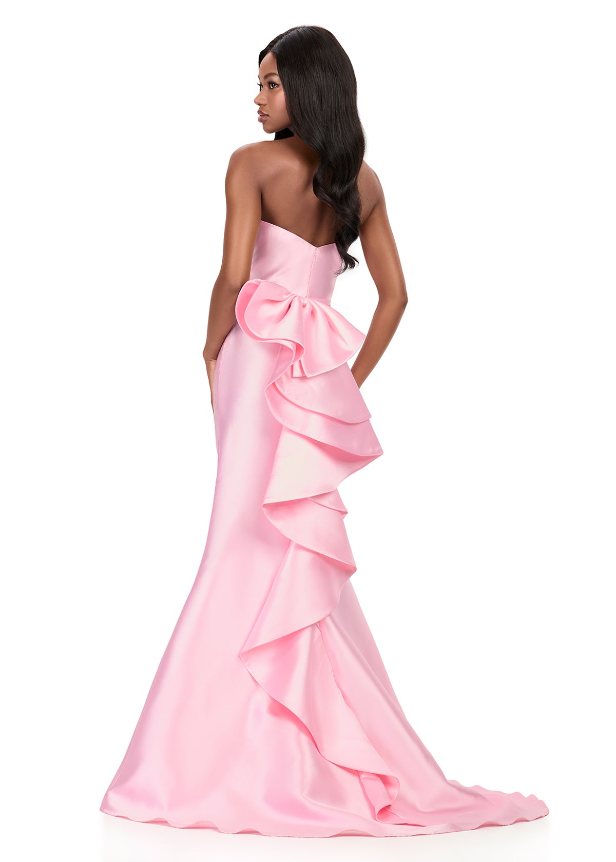 ASHLEYlauren Style 12215 - Strapless Mikado Dress with Ruffle Bow