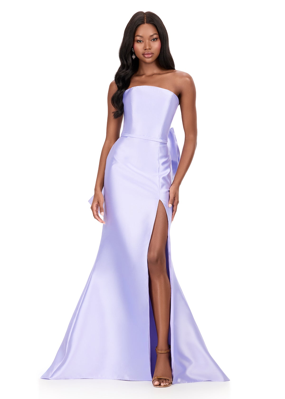ASHLEYlauren Style 12215 - Strapless Mikado Dress with Ruffle Bow ASHLEYlauren Style 12215 - Strapless Mikado Dress with Ruffle Bow