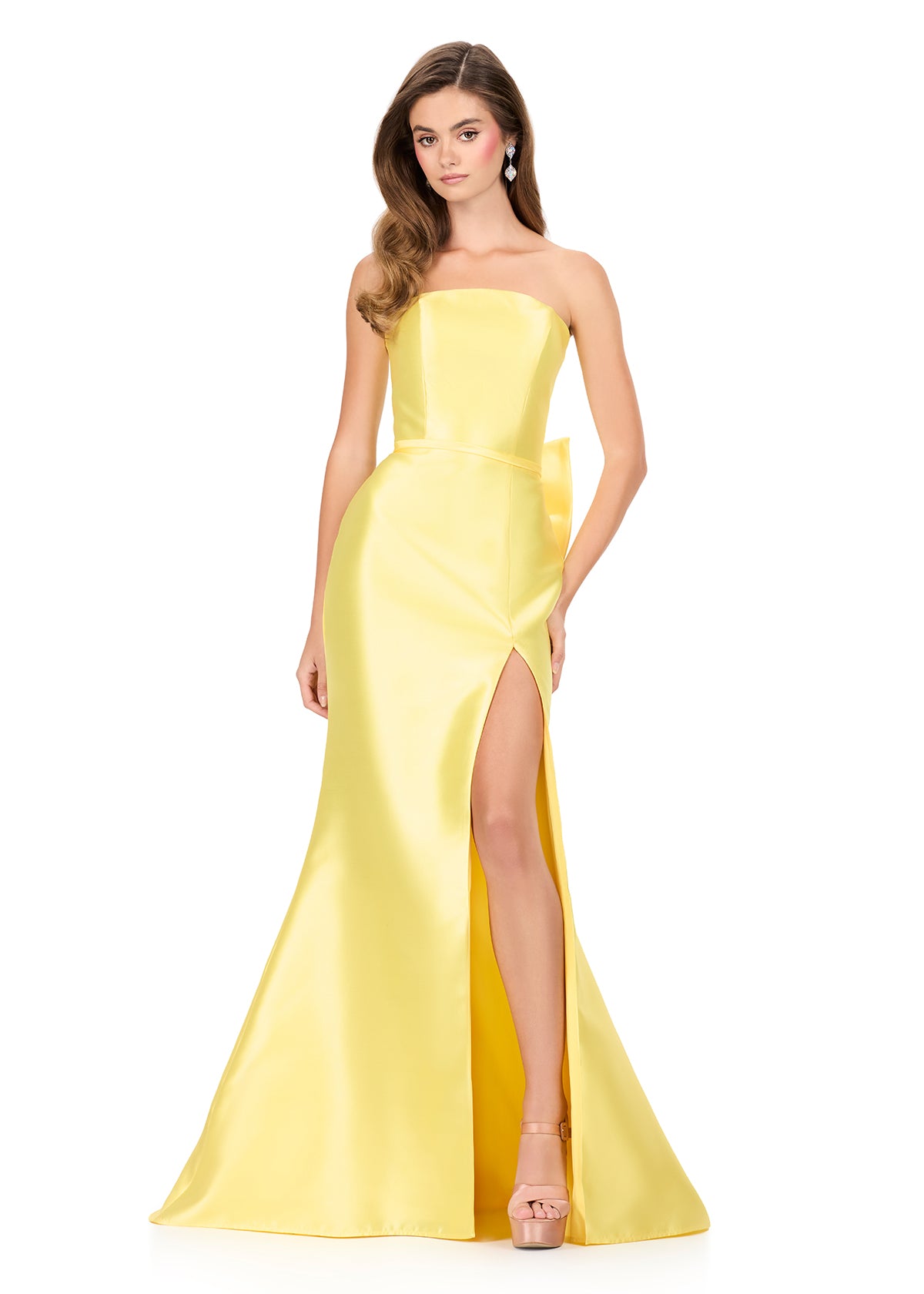 ASHLEYlauren Style 12215 - Strapless Mikado Dress with Ruffle Bow ASHLEYlauren Style 12215 - Strapless Mikado Dress with Ruffle Bow