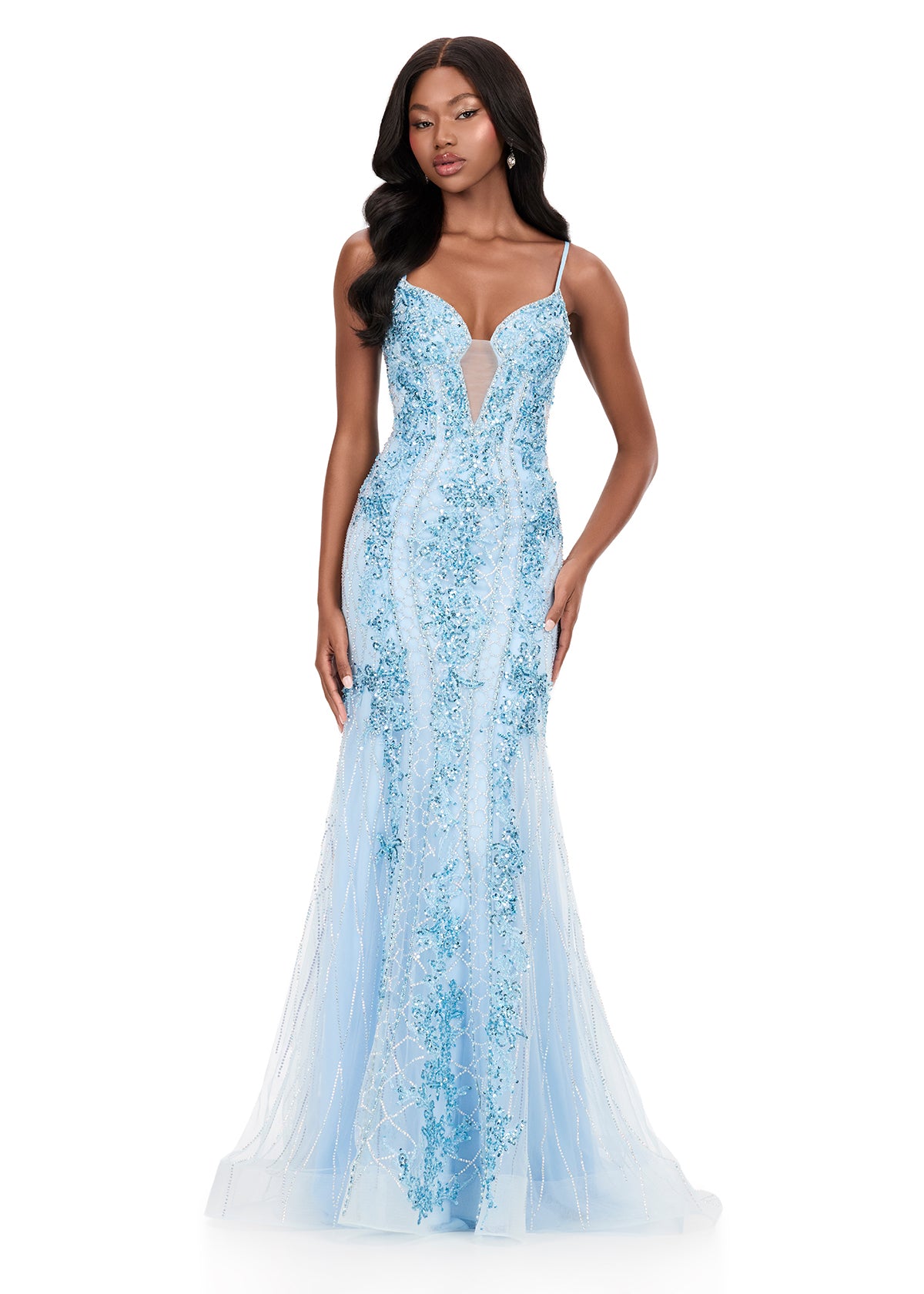 ASHLEYlauren Style 12221 - Metallic Prom Dress with Illusion Bodice ASHLEYlauren Style 12221 - Metallic Prom Dress with Illusion Bodice