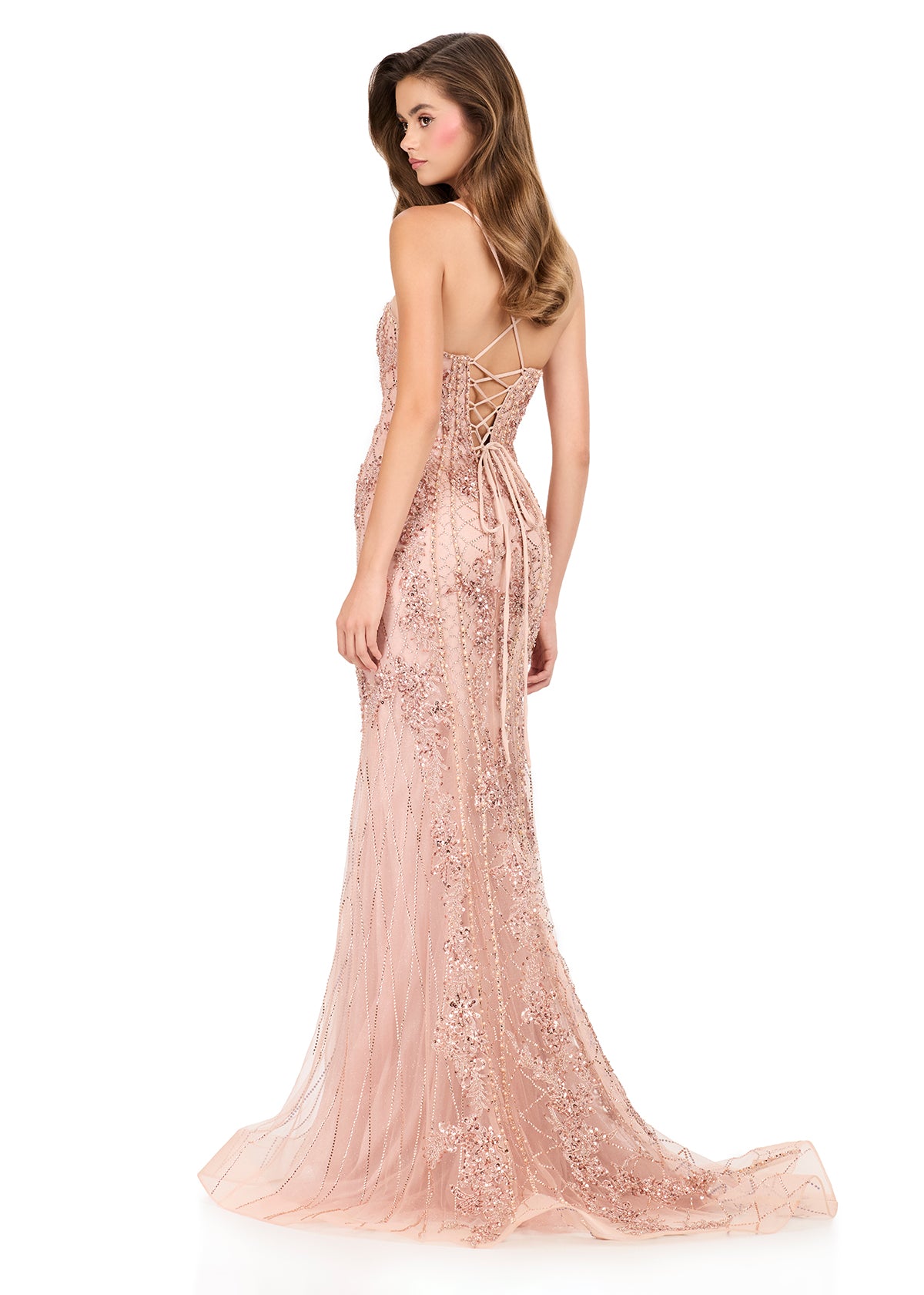 ASHLEYlauren Style 12221 - Metallic Prom Dress with Illusion Bodice ASHLEYlauren Style 12221 - Metallic Prom Dress with Illusion Bodice
