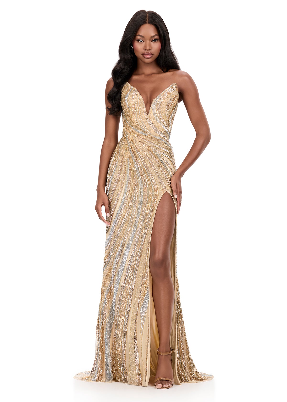 ASHLEYlauren Style 12231 - Beaded Prom Dress with Sweetheart Neckline