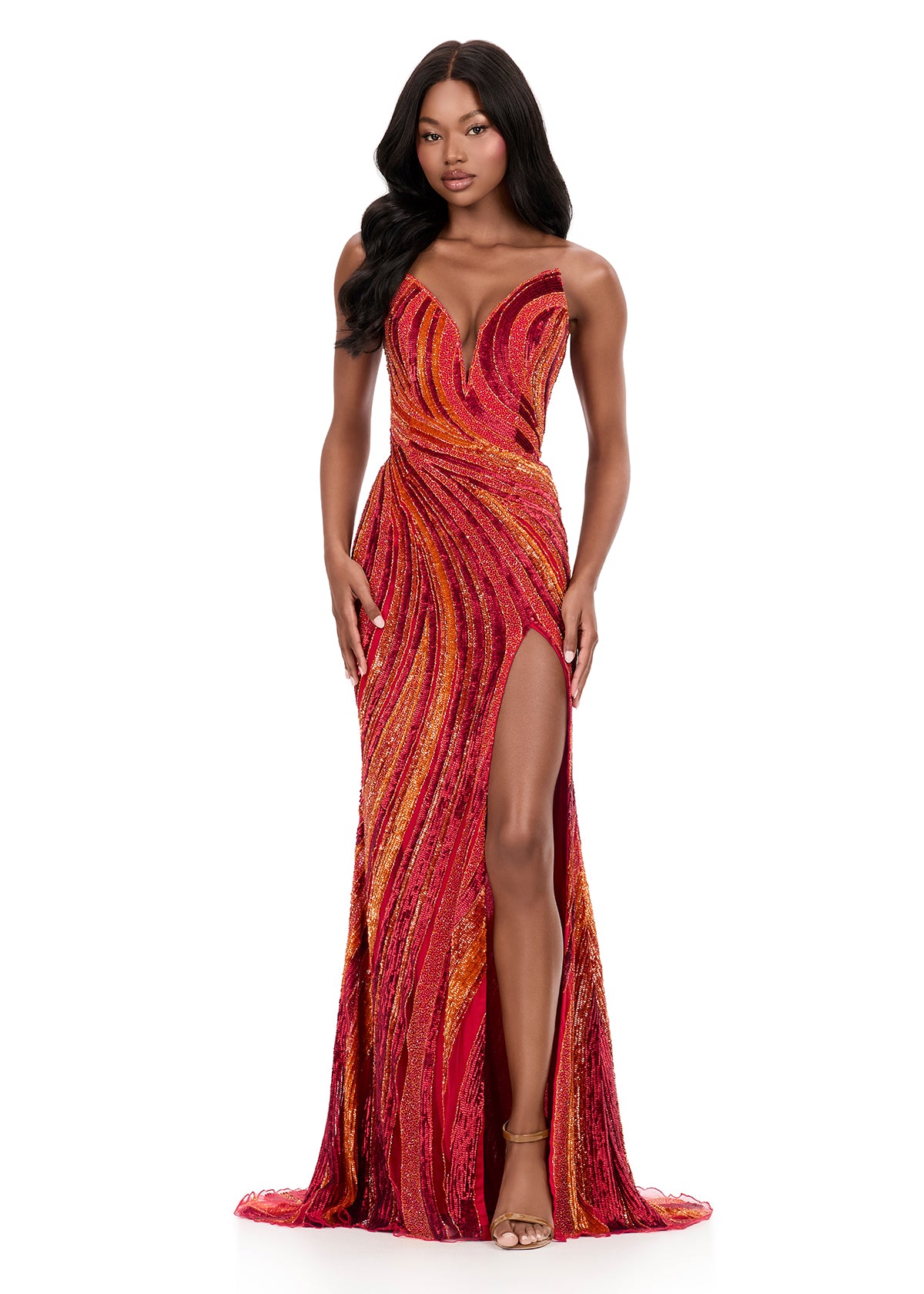 ASHLEYlauren Style 12231 - Beaded Prom Dress with Sweetheart Neckline