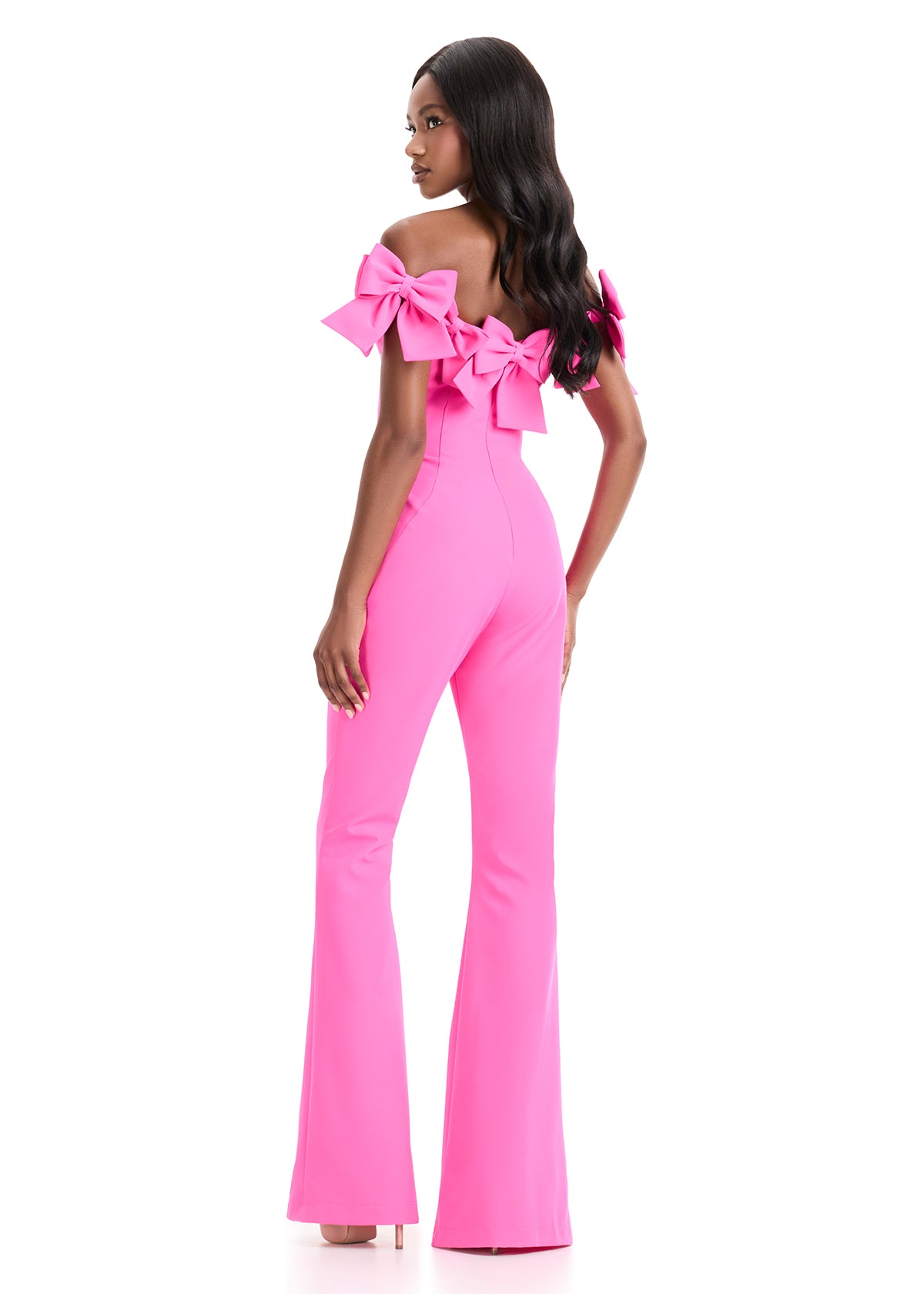 ASHLEYlauren Style 12236 - Off Shoulder Jumpsuit with Bow Detail