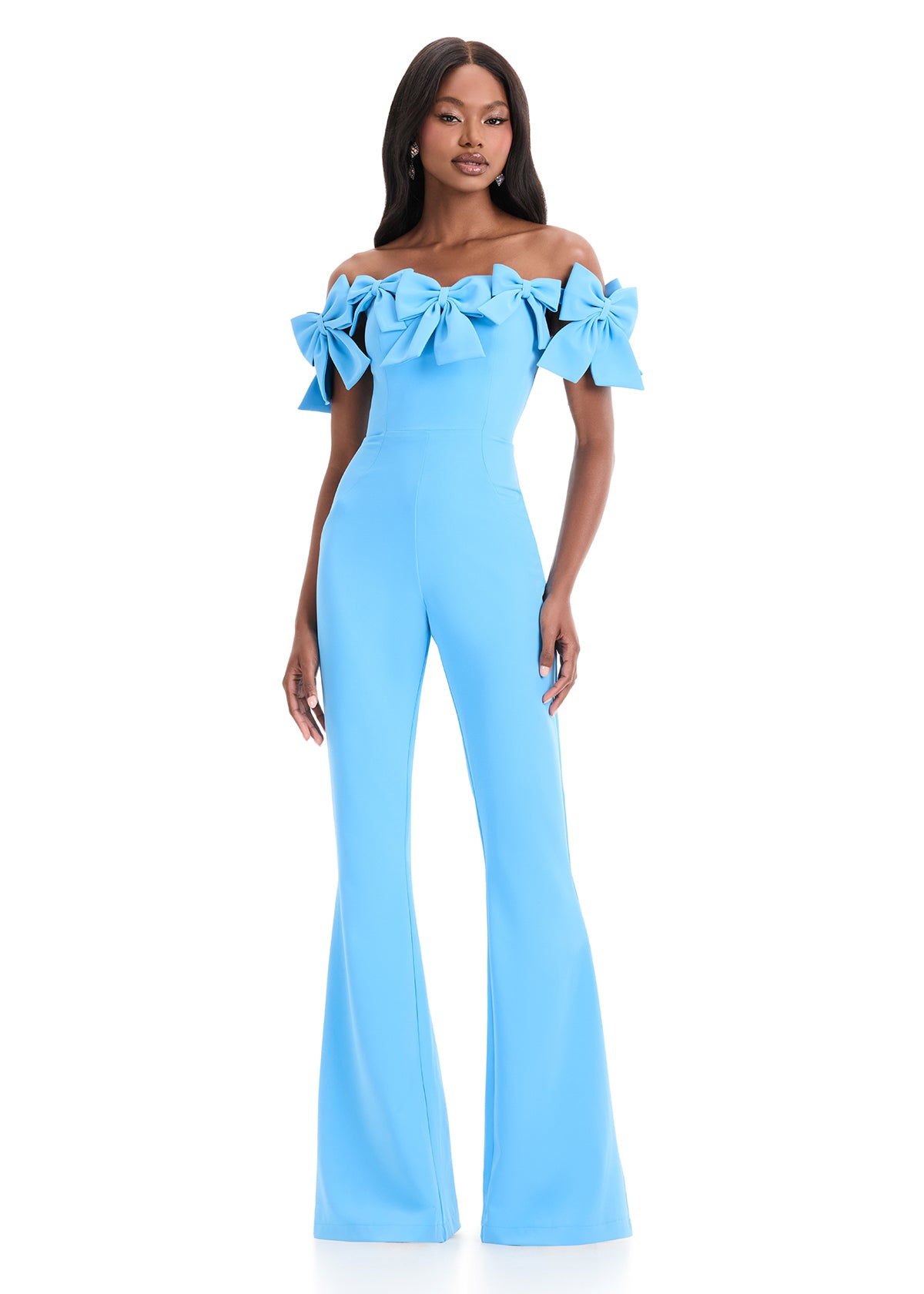 ASHLEYlauren Style 12236 - Off Shoulder Jumpsuit with Bow Detail