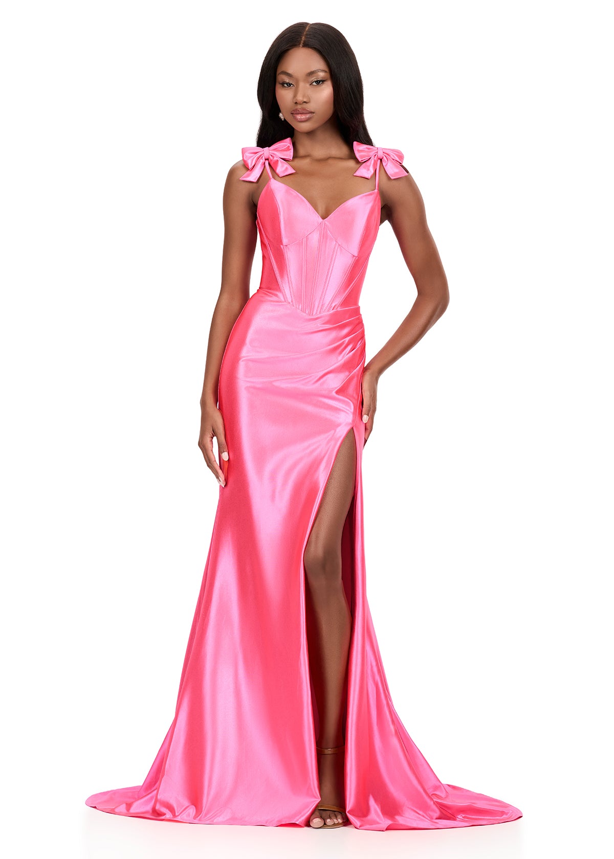 ASHLEYlauren Style 12239 - Dress with Corset Bustier and Bow Details