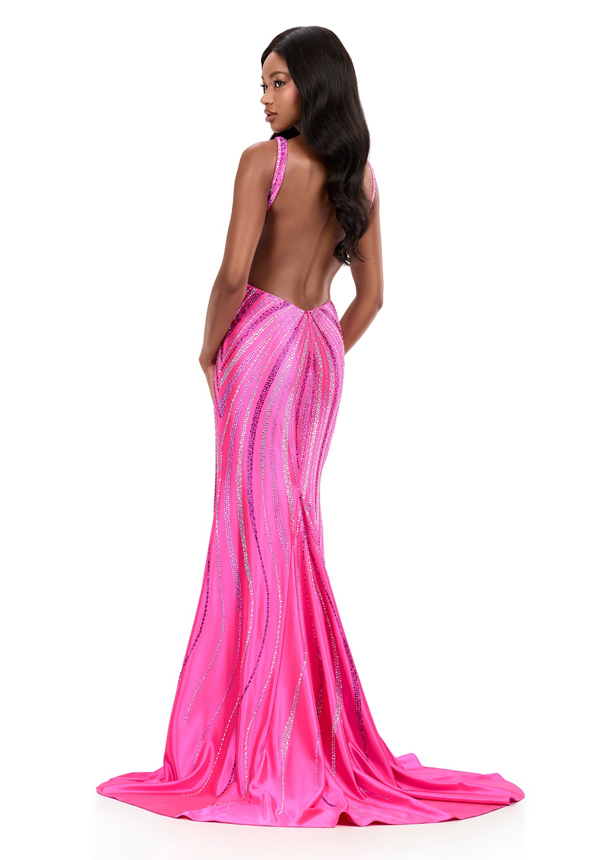 ASHLEYlauren Style 12253 - Fully Beaded Prom Dress with Low Open Back
