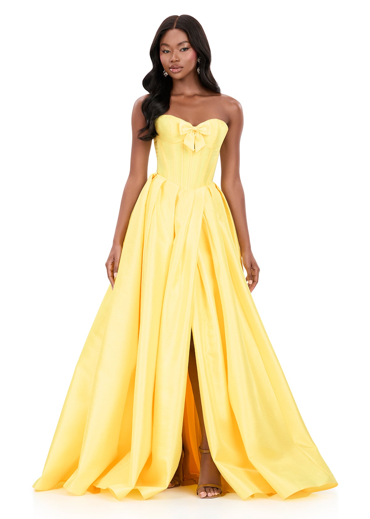 ASHLEYlauren Style 12264 - Strapless Mikado Gown with Pleated Skirt