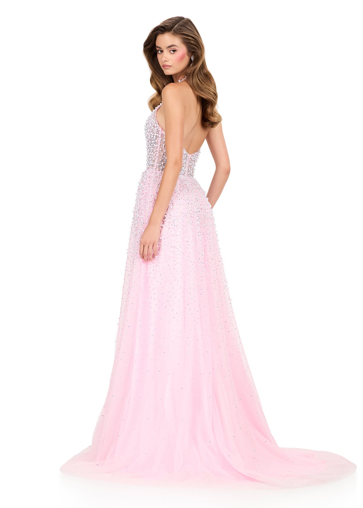 ASHLEYlauren Style 12268 - Tulle Dress with Sparkling Press-On Stones