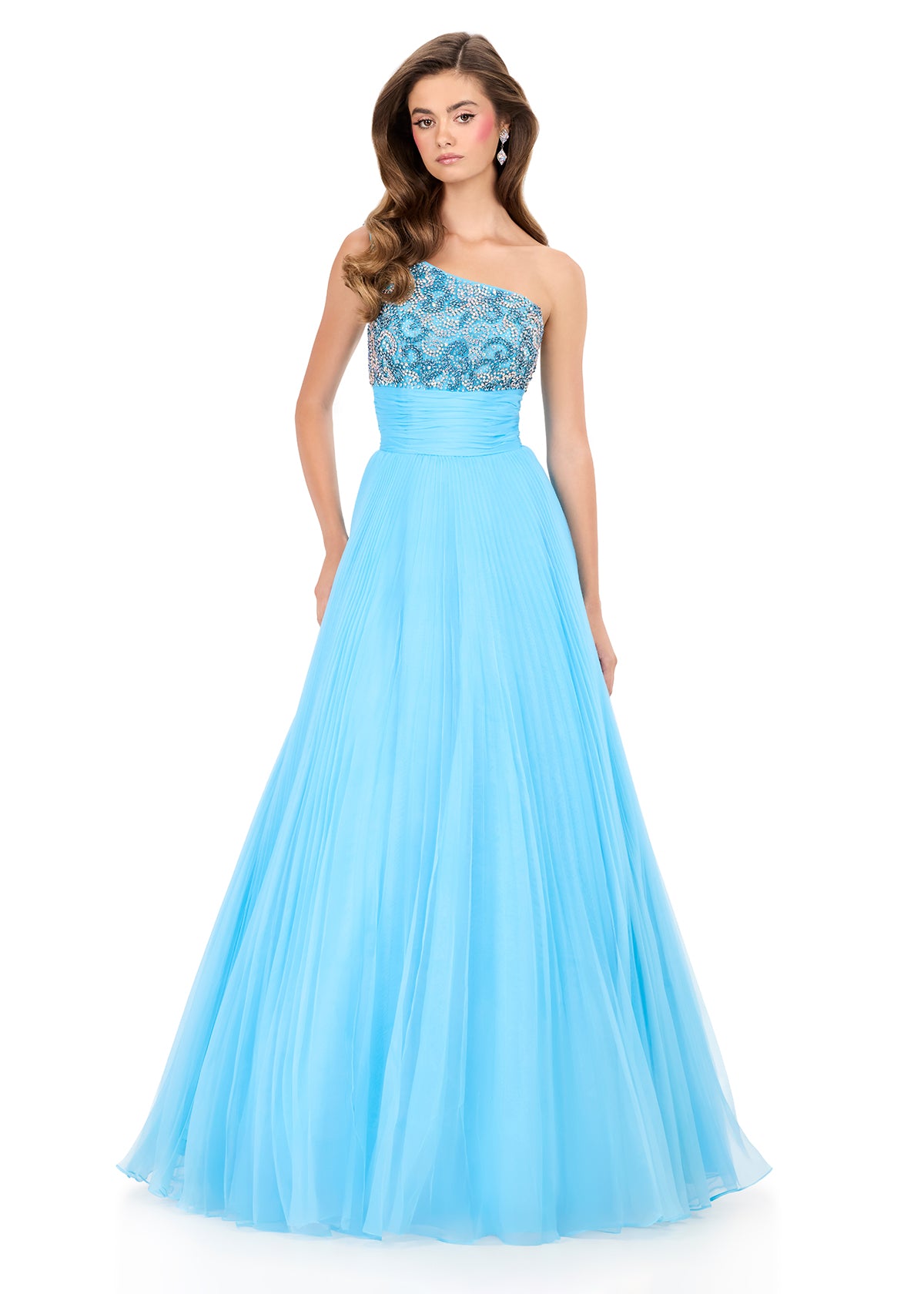ASHLEYlauren Style 12275 - Organza Ballgown with One Shoulder Bodice