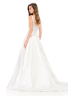 ASHLEYlauren 12277 | Ivory satin ball gown featuring a square neckline, wide straps, and dramatic full skirt