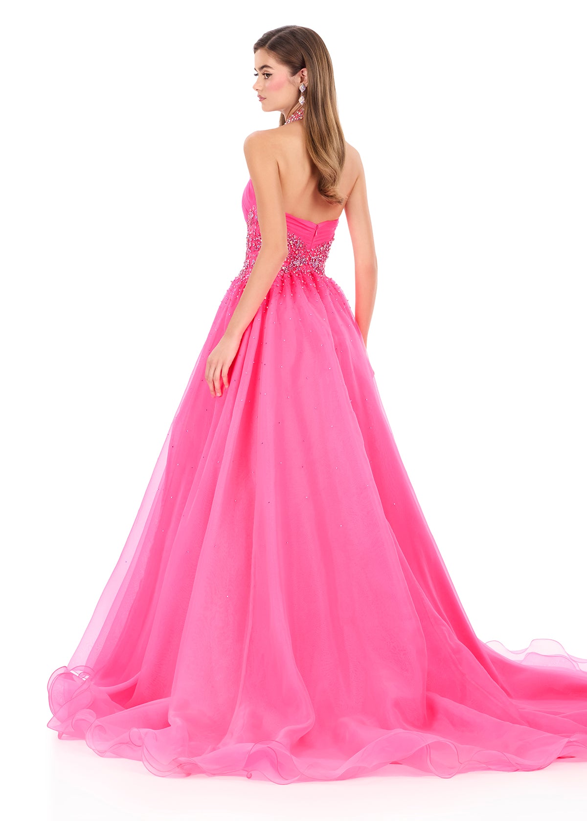 ASHLEYlauren Style 12283 - Flowing Organza Ballgown with Halter Top