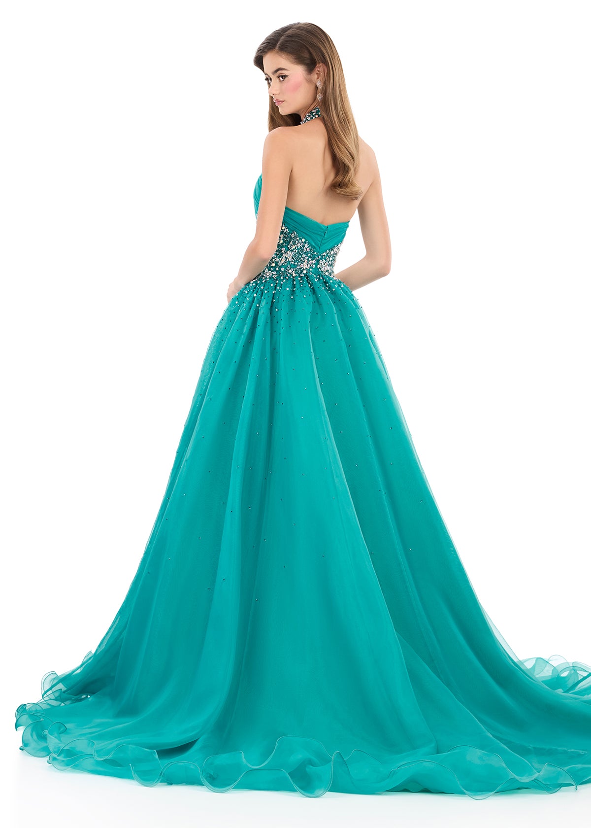 ASHLEYlauren Style 12283 - Flowing Organza Ballgown with Halter Top ASHLEYlauren Style 12283 - Flowing Organza Ballgown with Halter Top