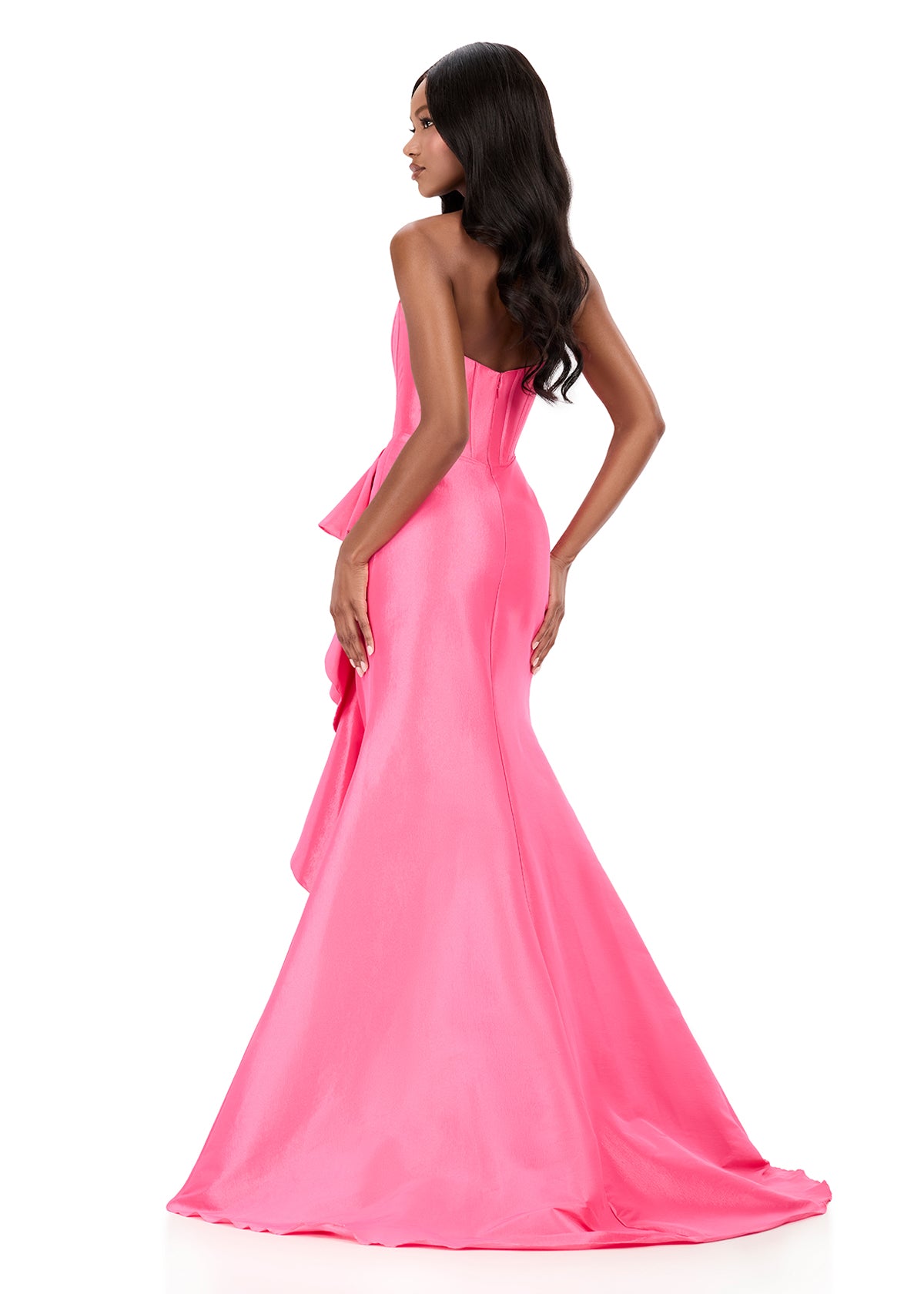 ASHLEYlauren Style 12287 - Taffeta Gown with Dramatic Side Ruffle ASHLEYlauren Style 12287 - Taffeta Gown with Dramatic Side Ruffle