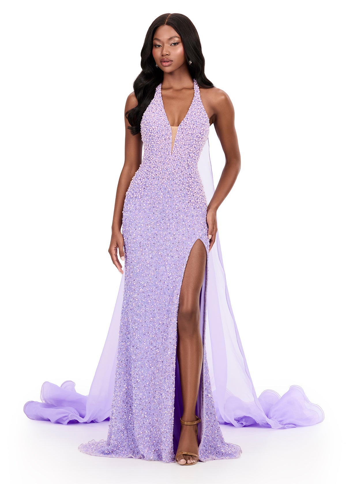 ASHLEYlauren Style 12293 - Flowy Organza Cape with Ruffled Hem