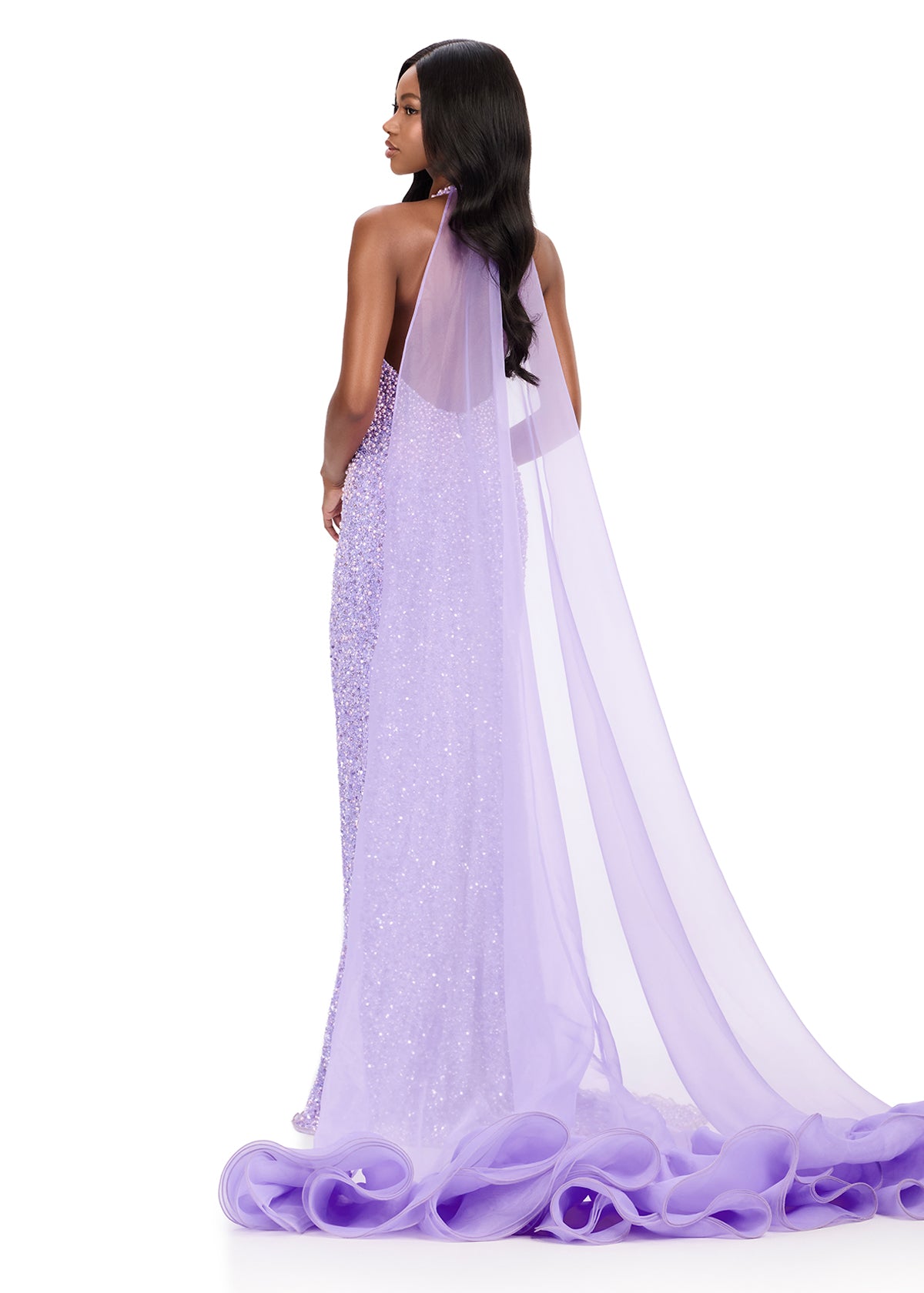 ASHLEYlauren Style 12293 - Flowy Organza Cape with Ruffled Hem ASHLEYlauren Style 12293 - Flowy Organza Cape with Ruffled Hem