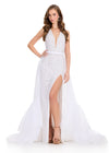 ASHLEYlauren 12293 | Ivory organza cape featuring voluminous ruffle edging and airy movement for dramatic formal entrances